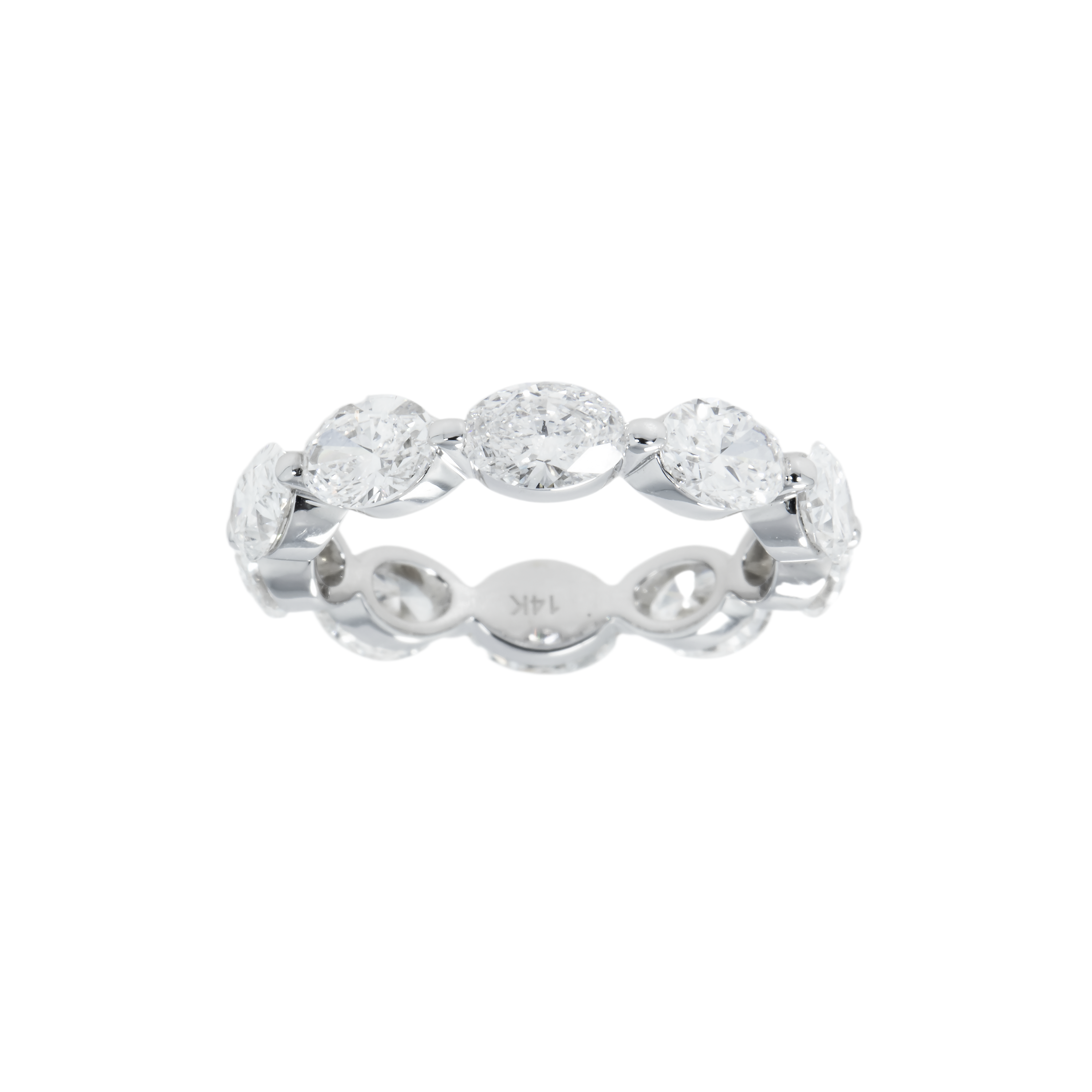 14K White Gold Oval Cut Diamond Satellite Eternity Ring 4.25Ct (Size 5.75) Rings