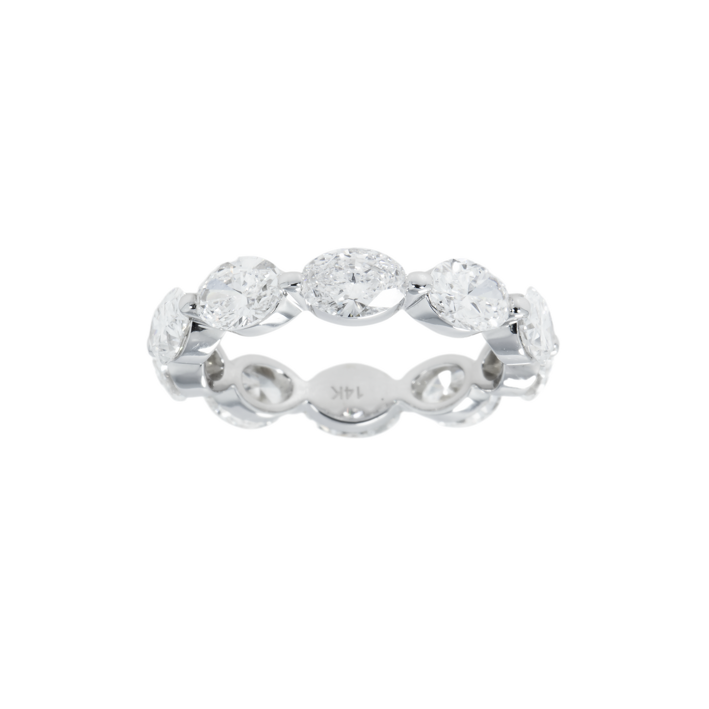 14K White Gold Oval Cut Diamond Satellite Eternity Ring 4.25ct (size 5.75)