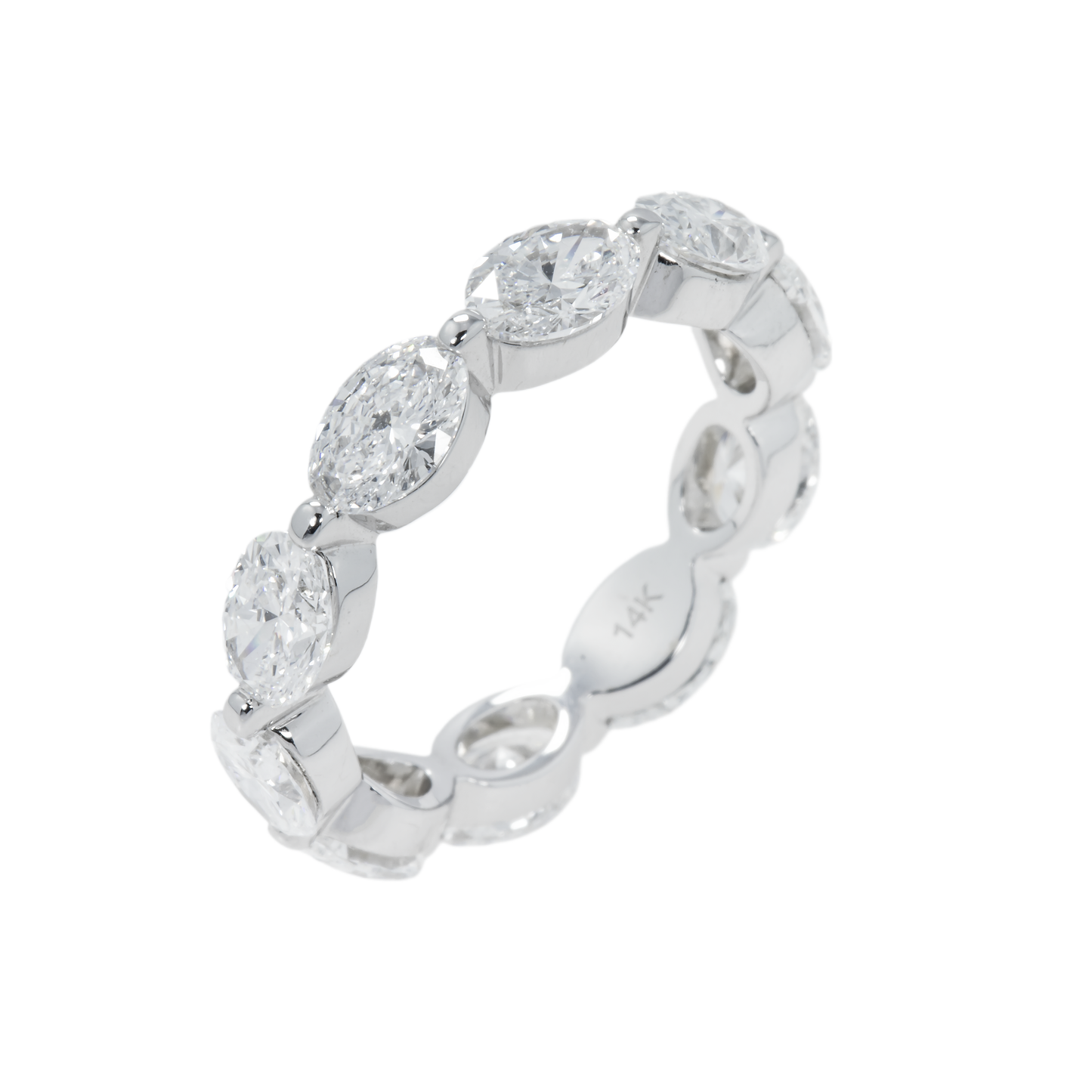 14K White Gold Oval Cut Diamond Satellite Eternity Ring 4.25ct (size 5.75)