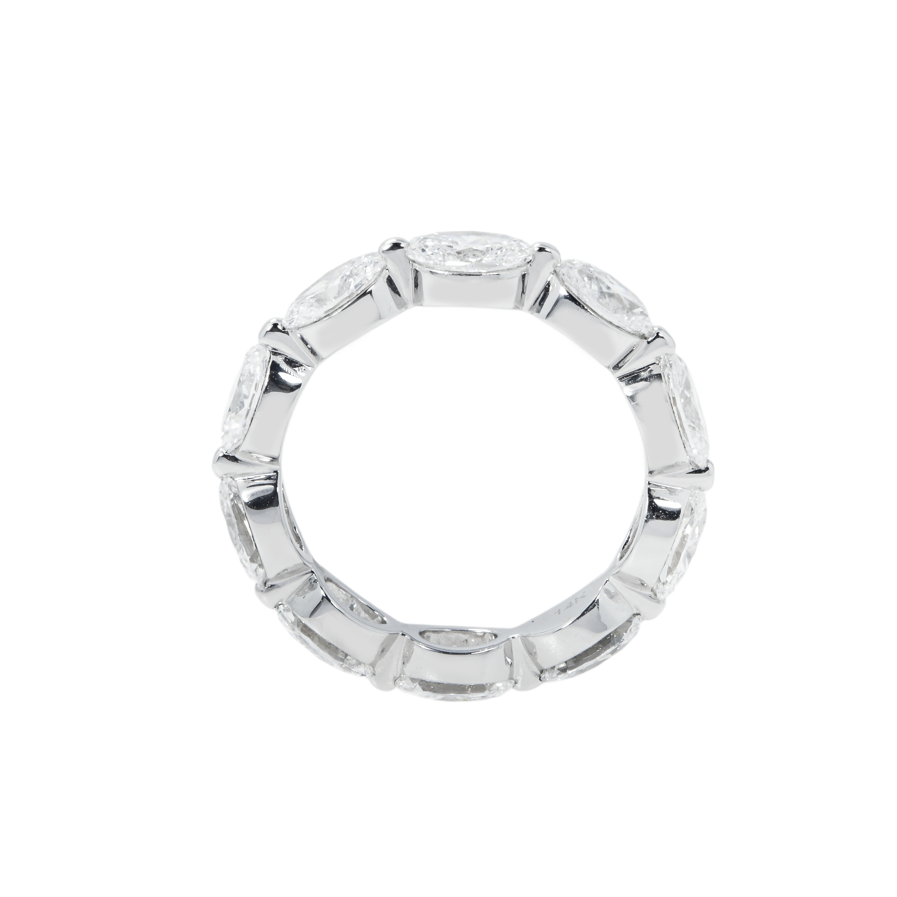 14K White Gold Oval Cut Diamond Satellite Eternity Ring 4.25Ct (Size 5.75) Rings