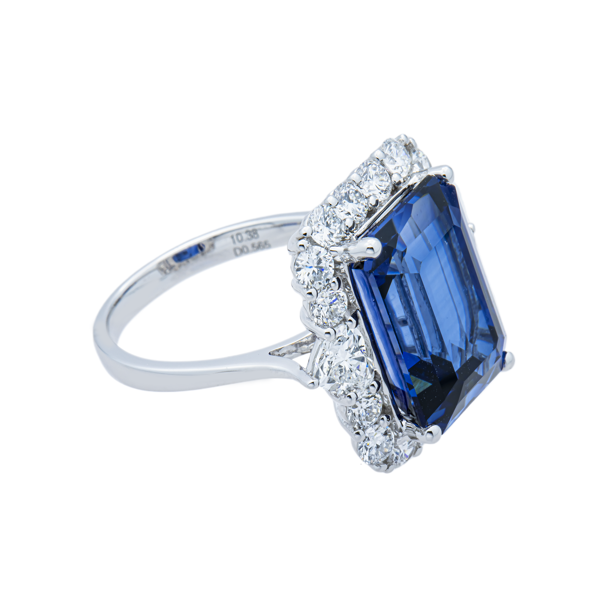 White Gold Emerald Sapphire & Round Diamond Ring 11.98ct