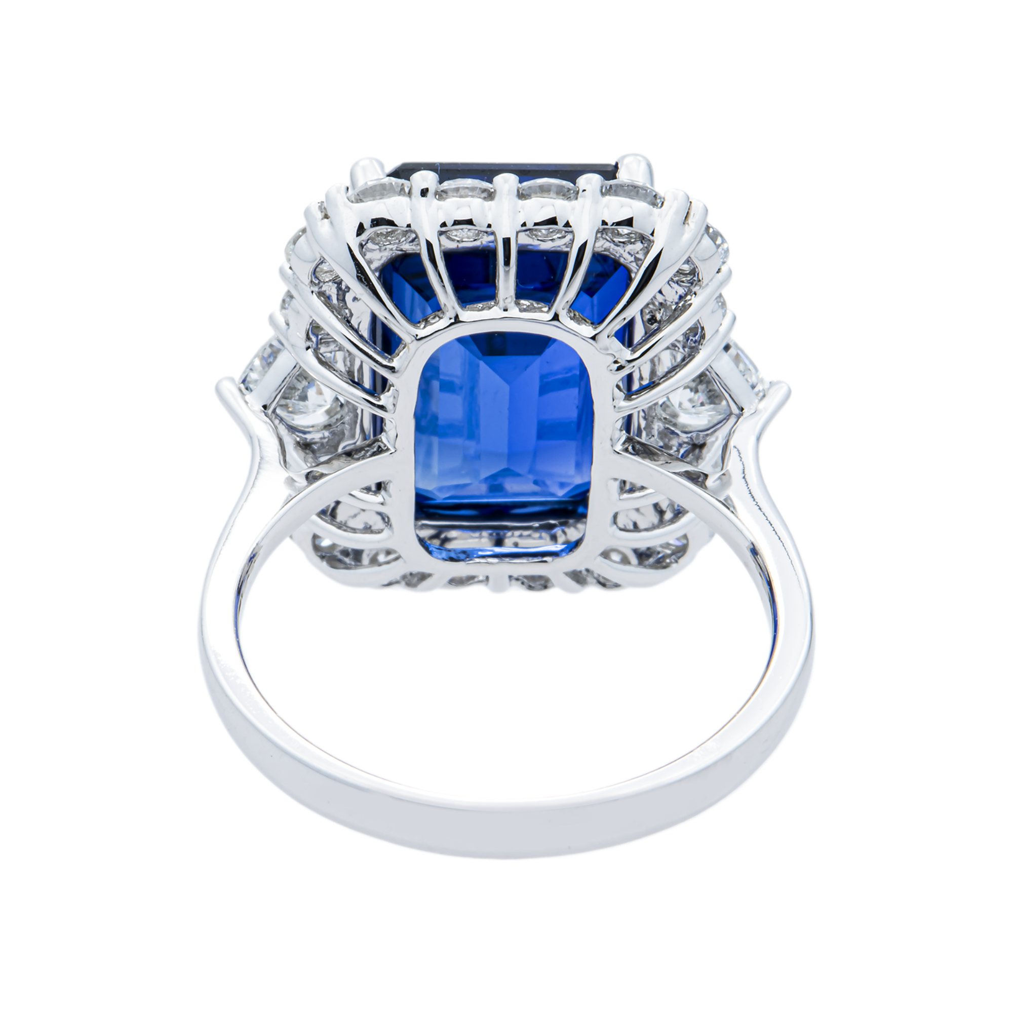White Gold Emerald Sapphire & Round Diamond Ring 11.98ct