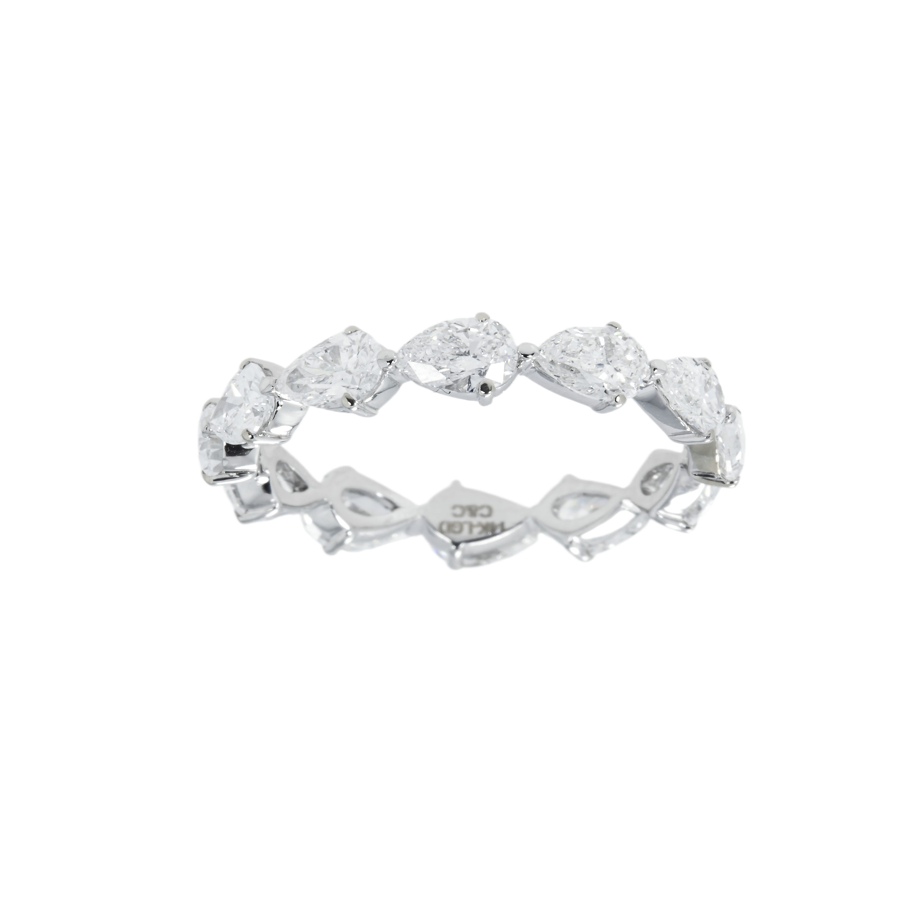 14K White Gold Pear Cut Diamond Eternity Ring 2.20Ct (Size 6-8) Rings
