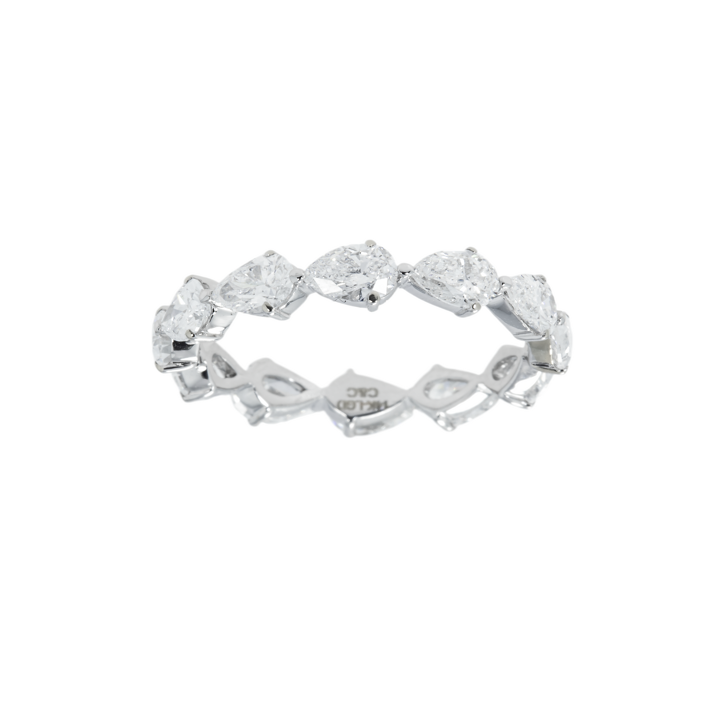 14K White Gold Pear Cut Diamond Eternity Ring 2.20ct (size 6-8)