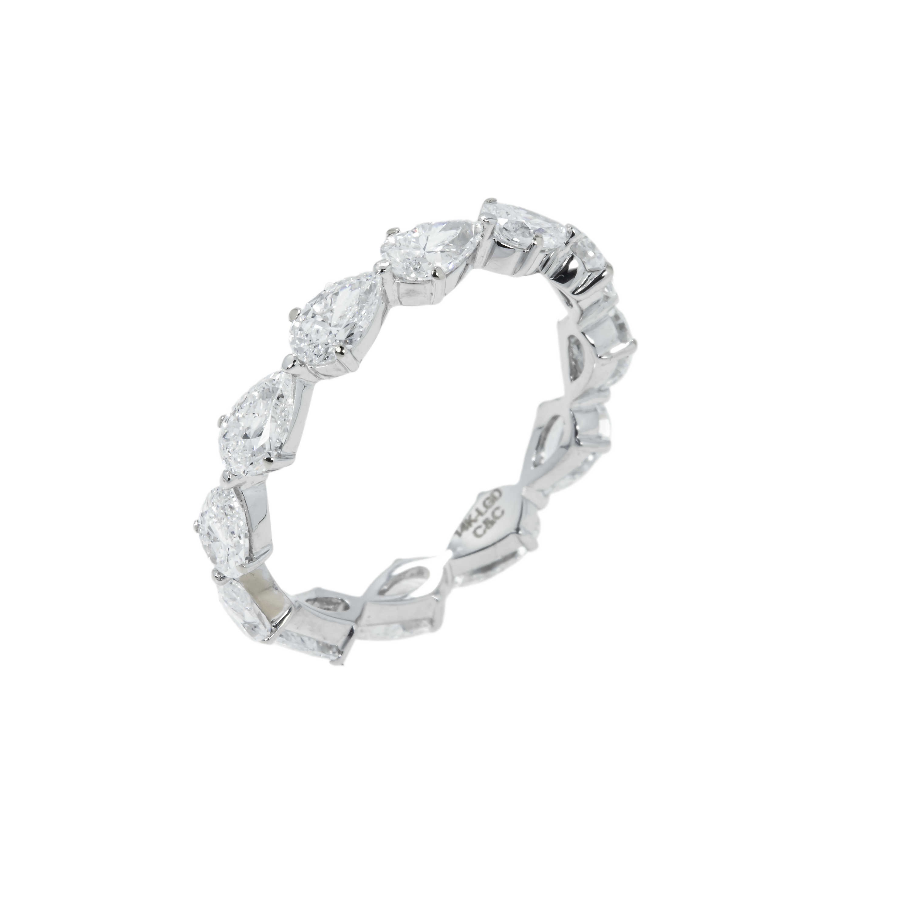 14K White Gold Pear Cut Diamond Eternity Ring 2.20Ct (Size 6-8) Rings