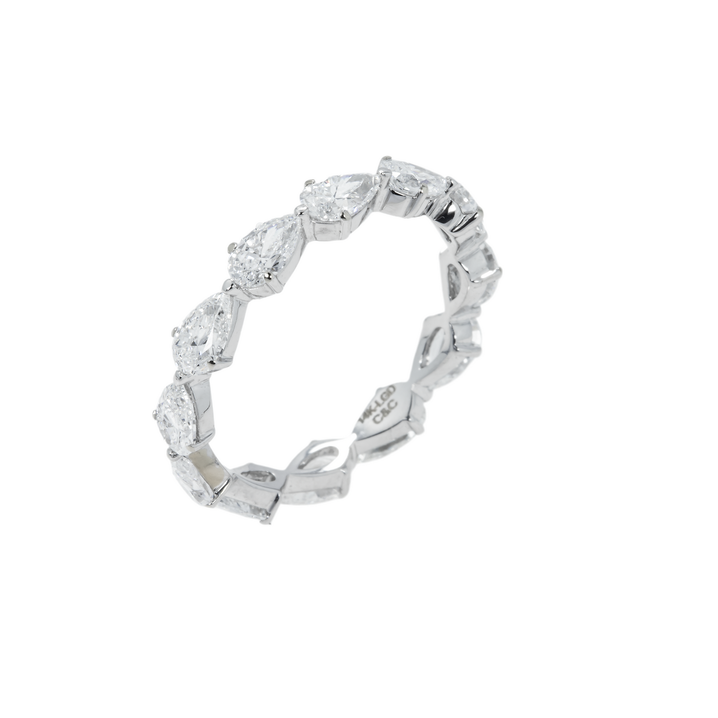 14K White Gold Pear Cut Diamond Eternity Ring 2.20ct (size 6-8)