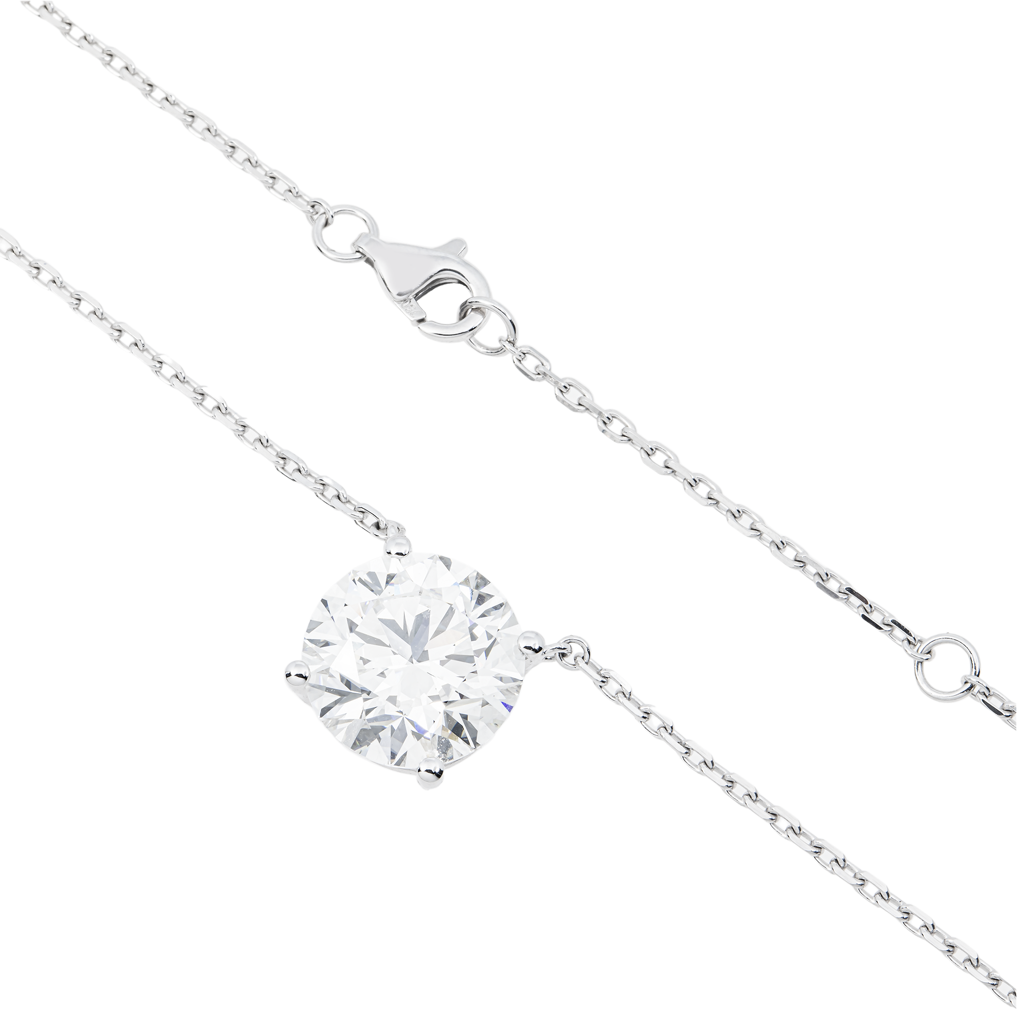 Choose Your Size - 14K White Gold IGI Round Diamond Solitaire Adjustable Chain Necklace (2.0ct-6.0ct total)