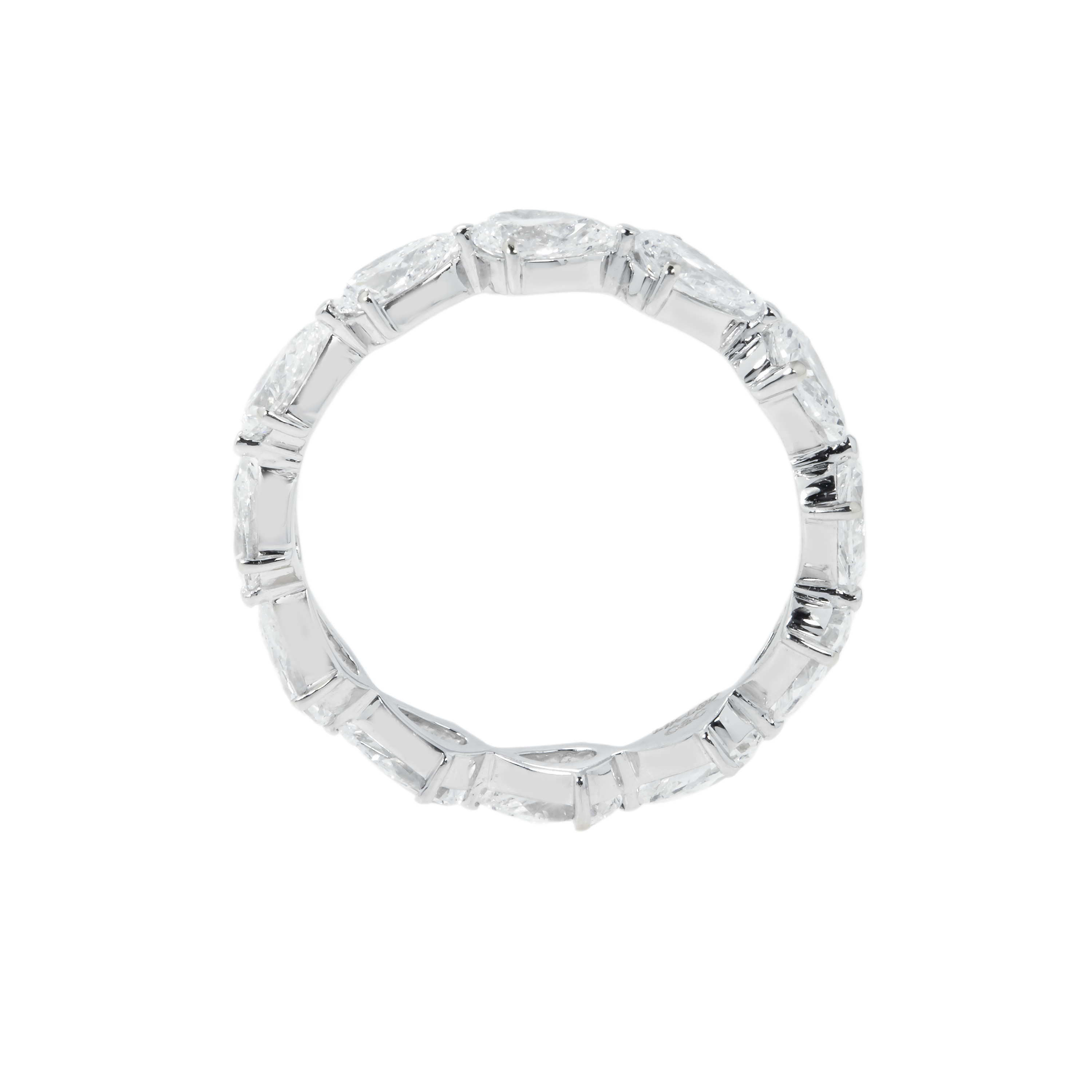 14K White Gold Pear Cut Diamond Eternity Ring 2.20Ct (Size 6-8) Rings