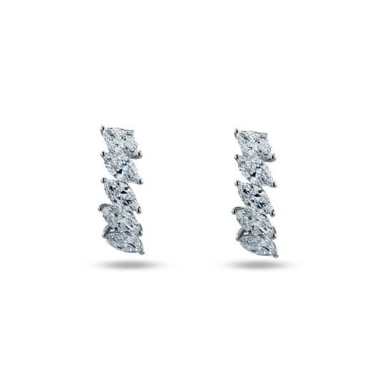 White Gold Marquise Cut Diamond Hoop Earrings 3.10ctw