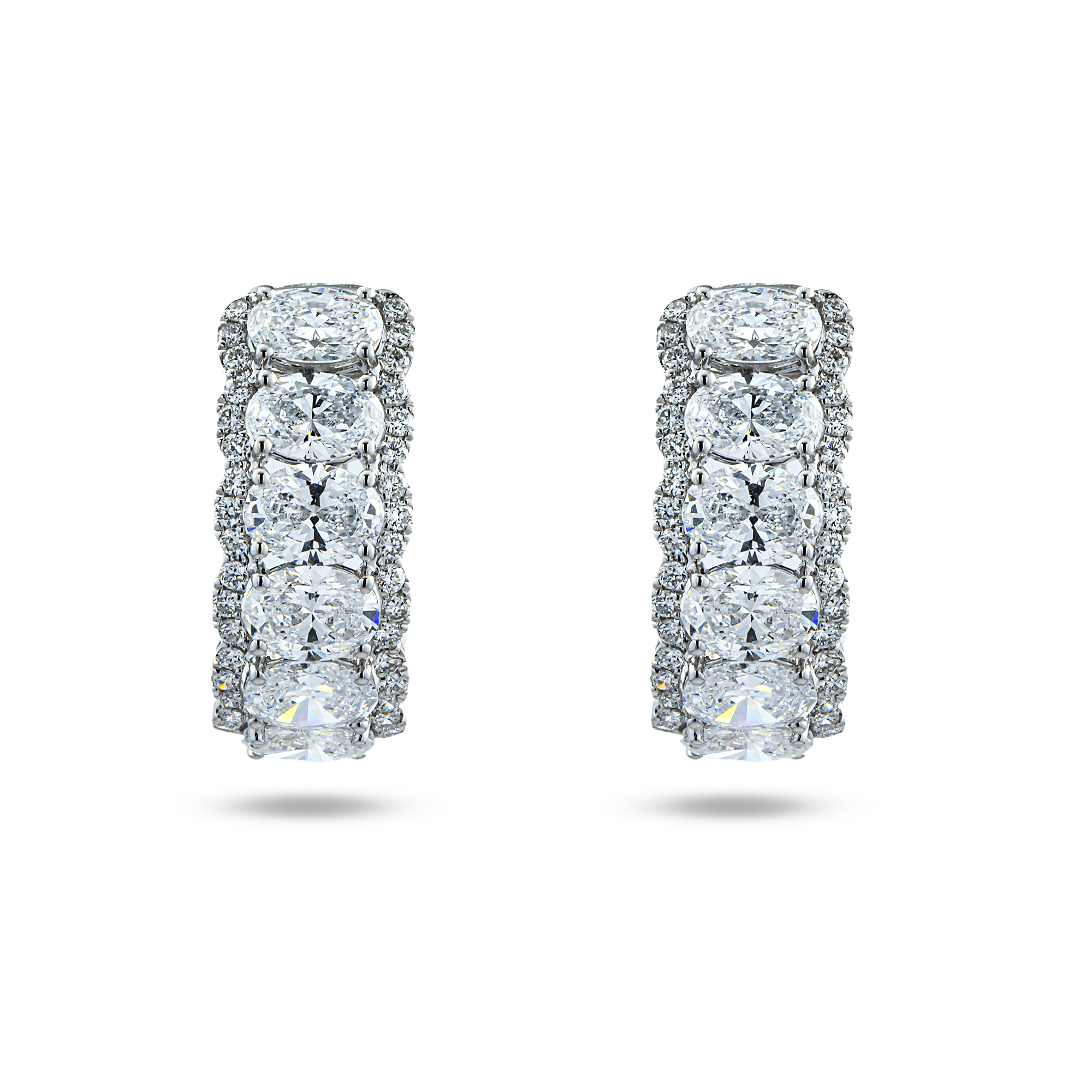 White Gold Round & Oval Cut Diamond Hoop Earrings 9.01ctw