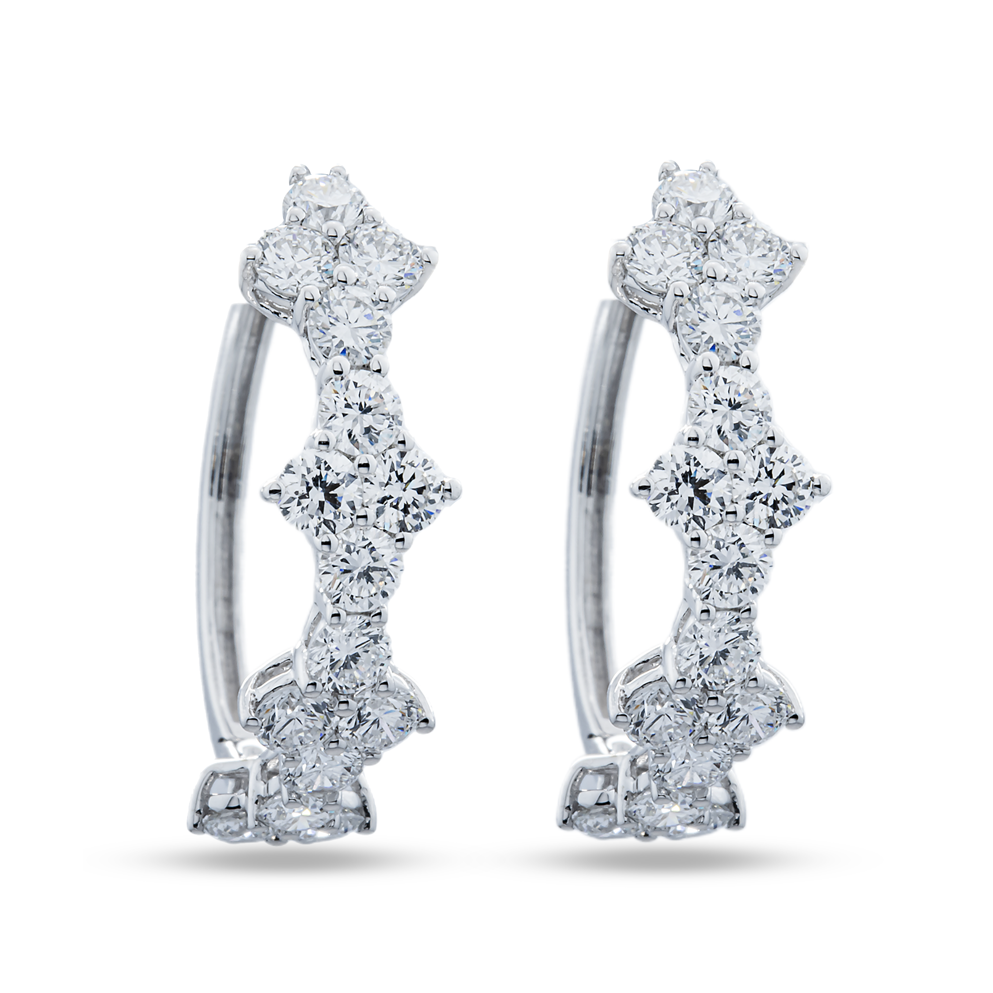 White Gold Round Diamond Hoop Earrings 2.62ctw