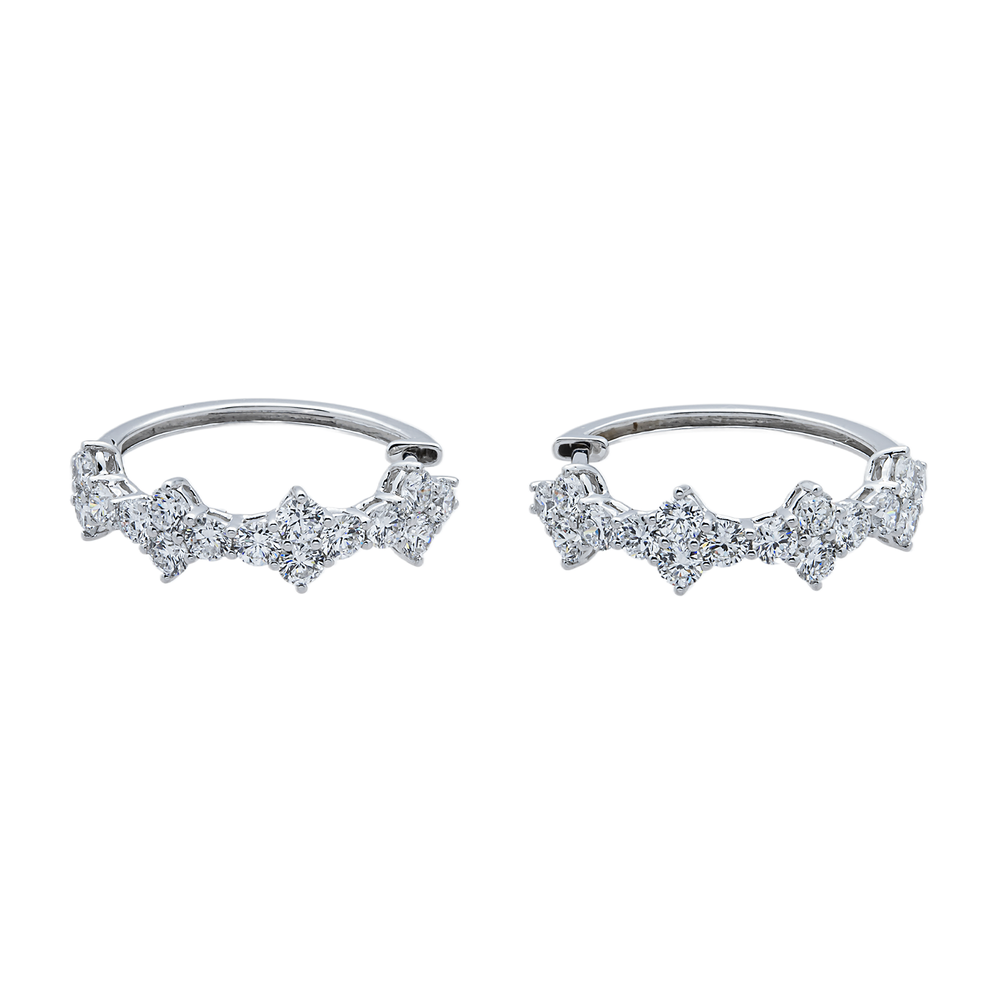 White Gold Round Diamond Hoop Earrings 2.62ctw