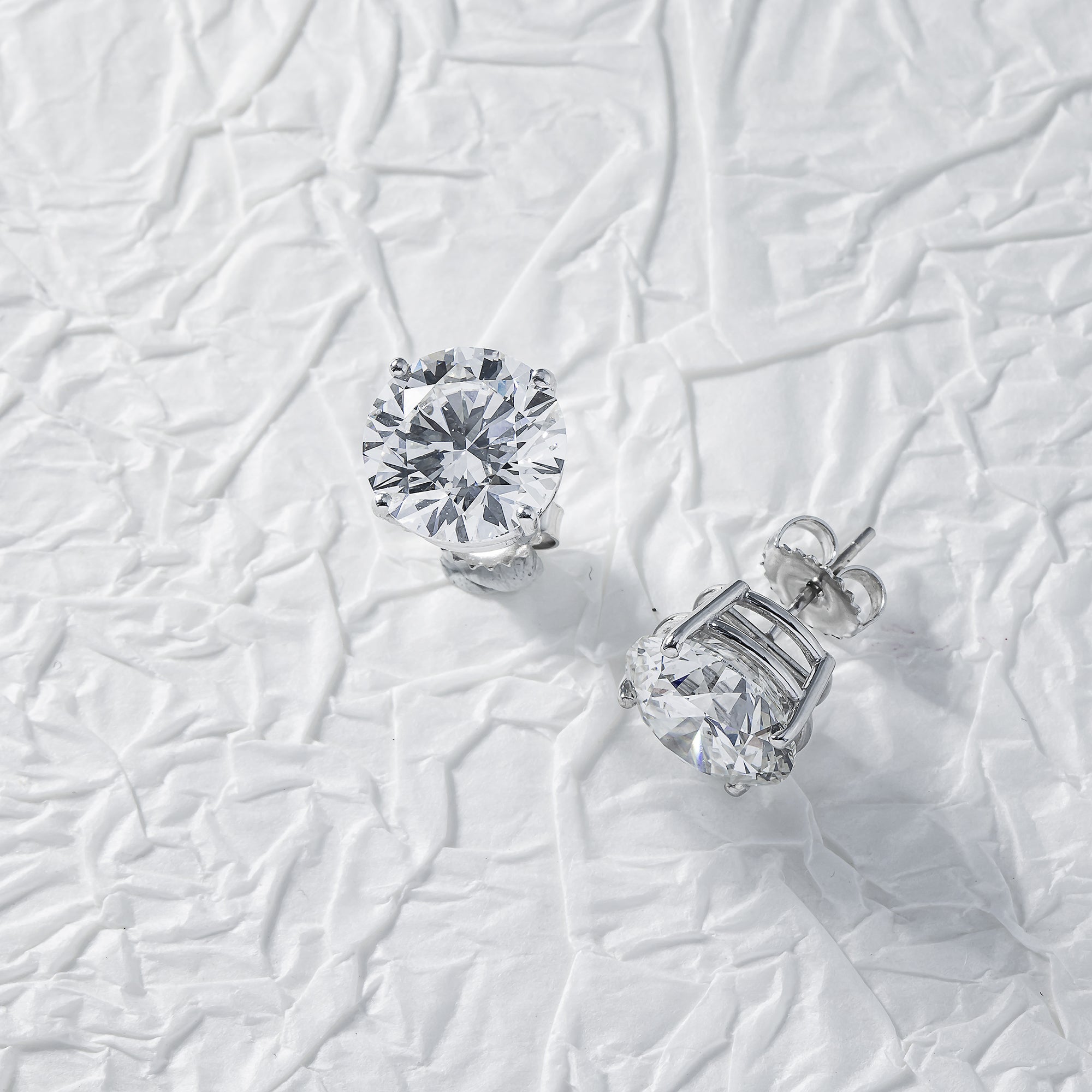14K Igi Certified 5Ct Each Solitaire Round Diamond Stud Earrings 10.12Ctw
