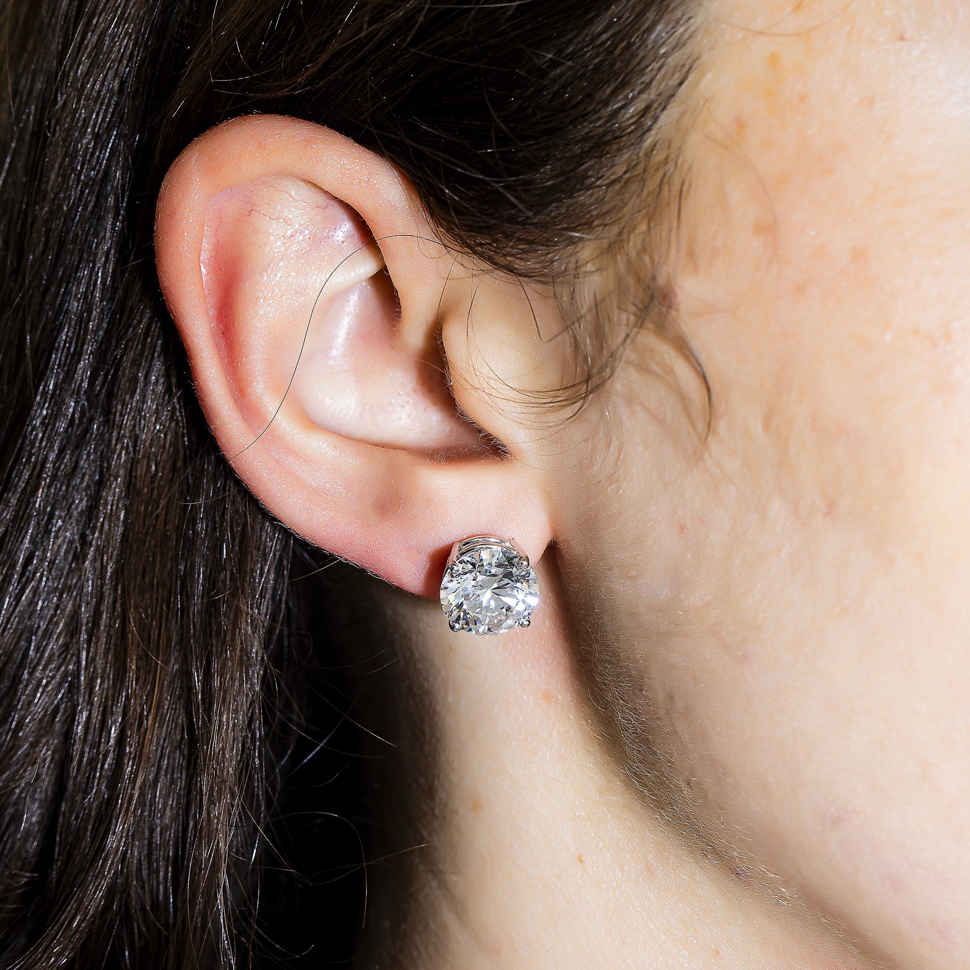 14K Igi Certified 5Ct Each Solitaire Round Diamond Stud Earrings 10.12Ctw