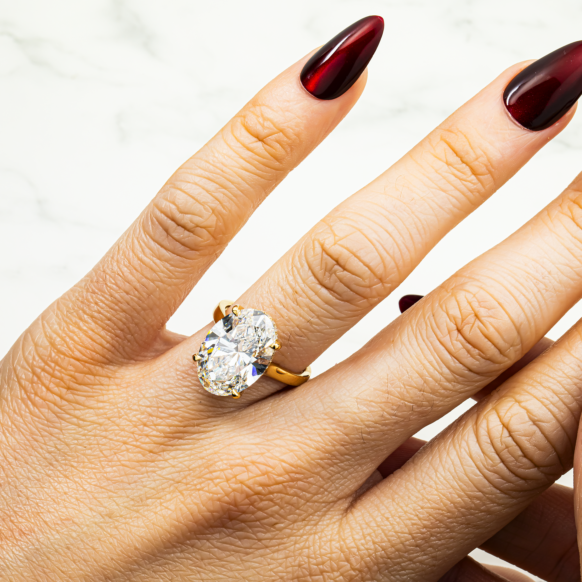 18K Yellow Gold Solitaire Oval Diamond Engagement Ring 8.23ctw