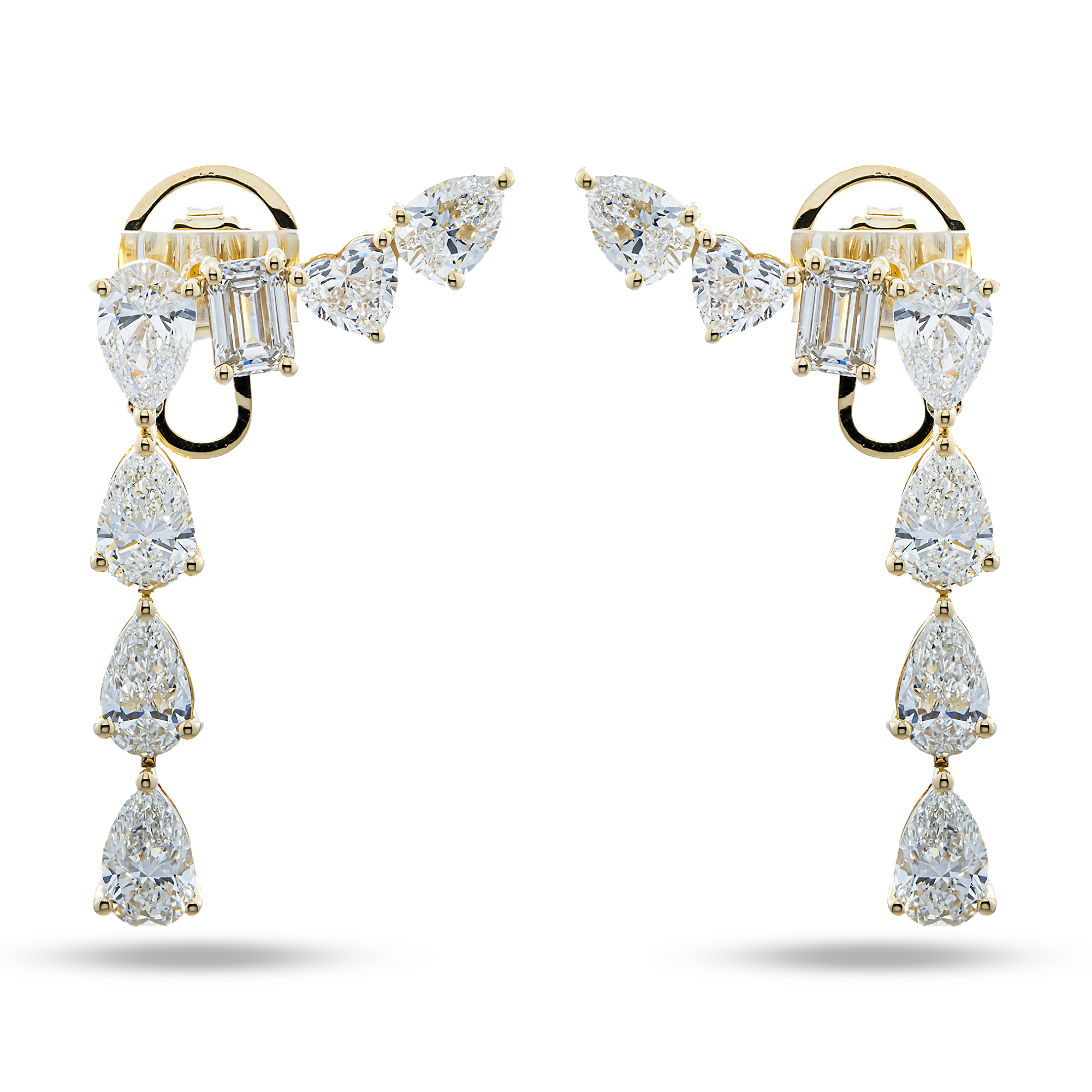 14K Yellow Gold Multi Cut Diamond Drop Earrings 9.58ctw