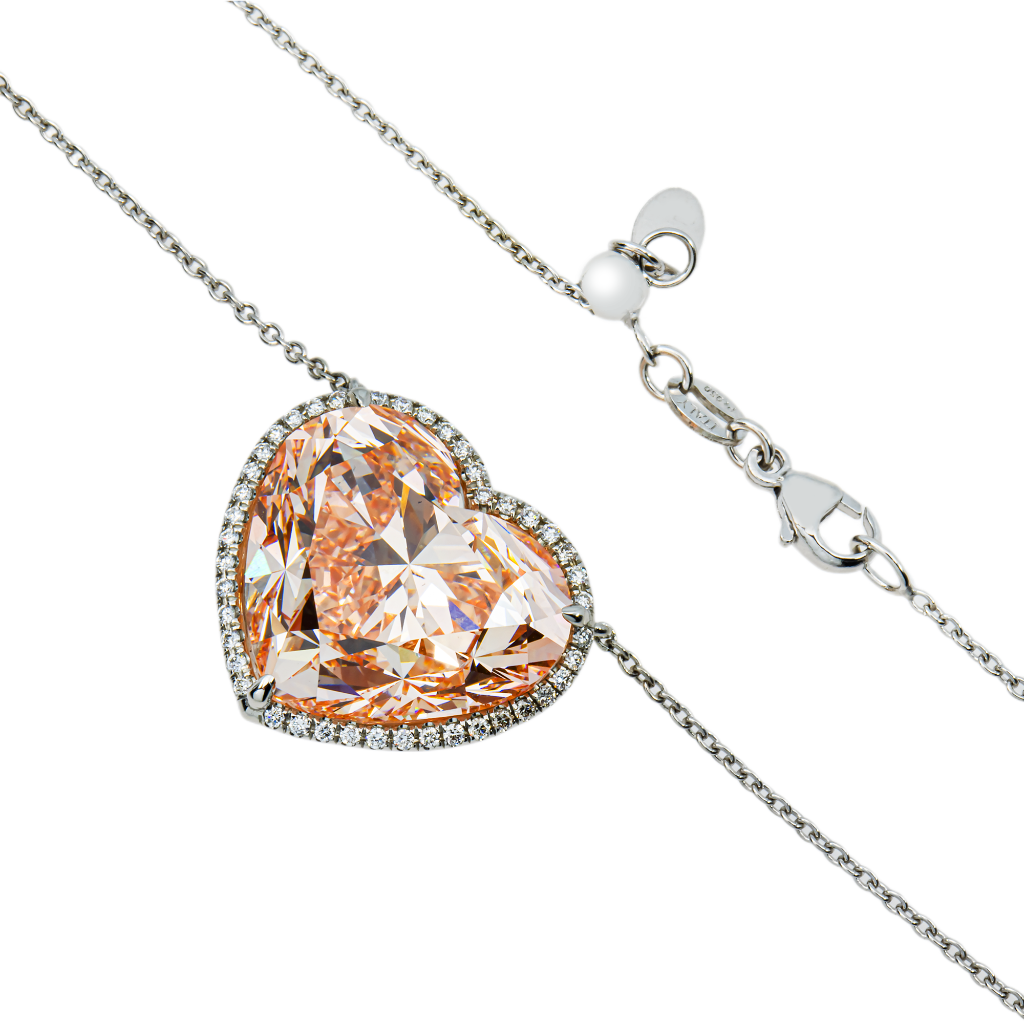 IGI Platinum Heart Cut Fancy Pink Diamond Necklace 24.81ct