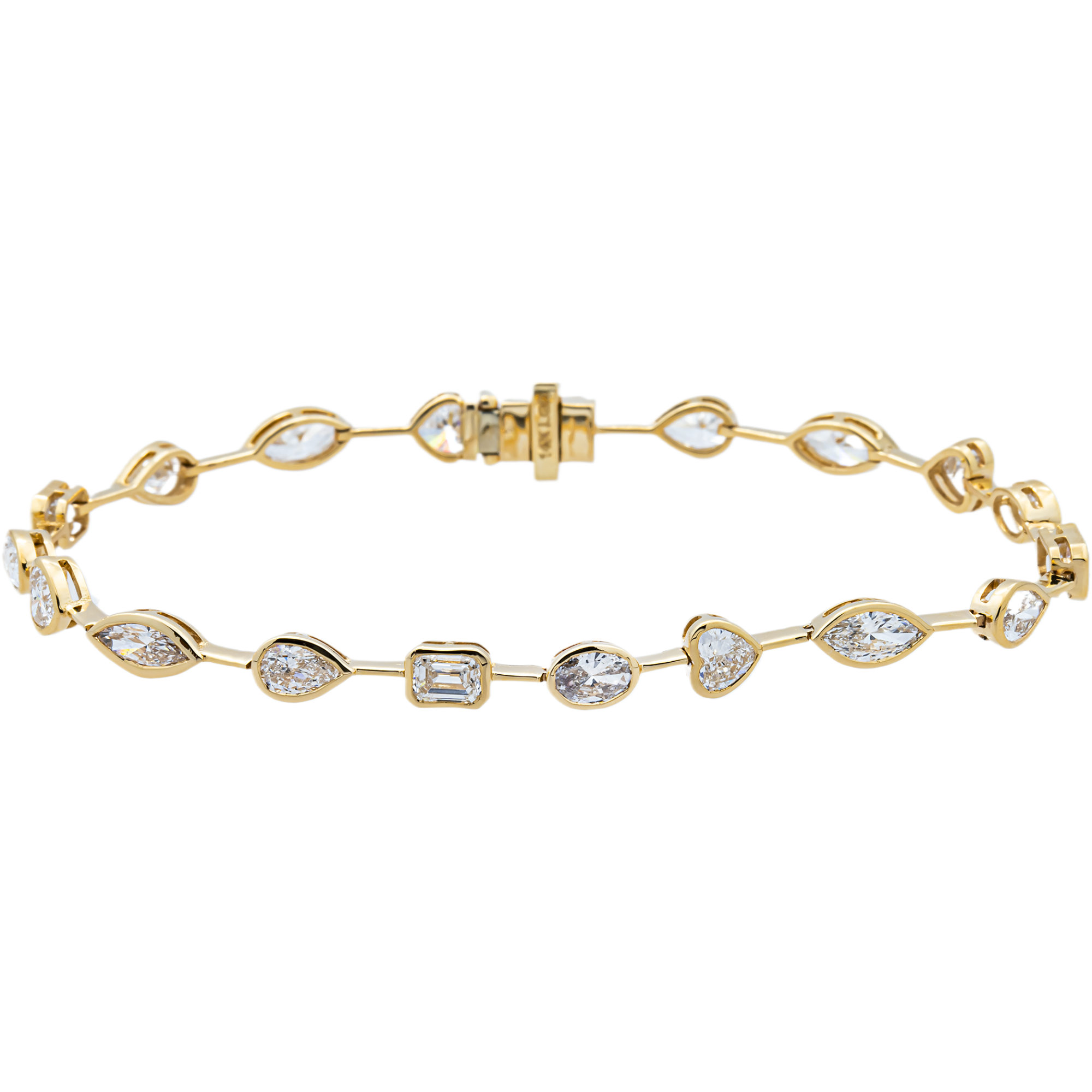 3 in 1 - 14K Yellow Gold Multi Cut Diamond Necklace & Bracelet Set 16.05ct