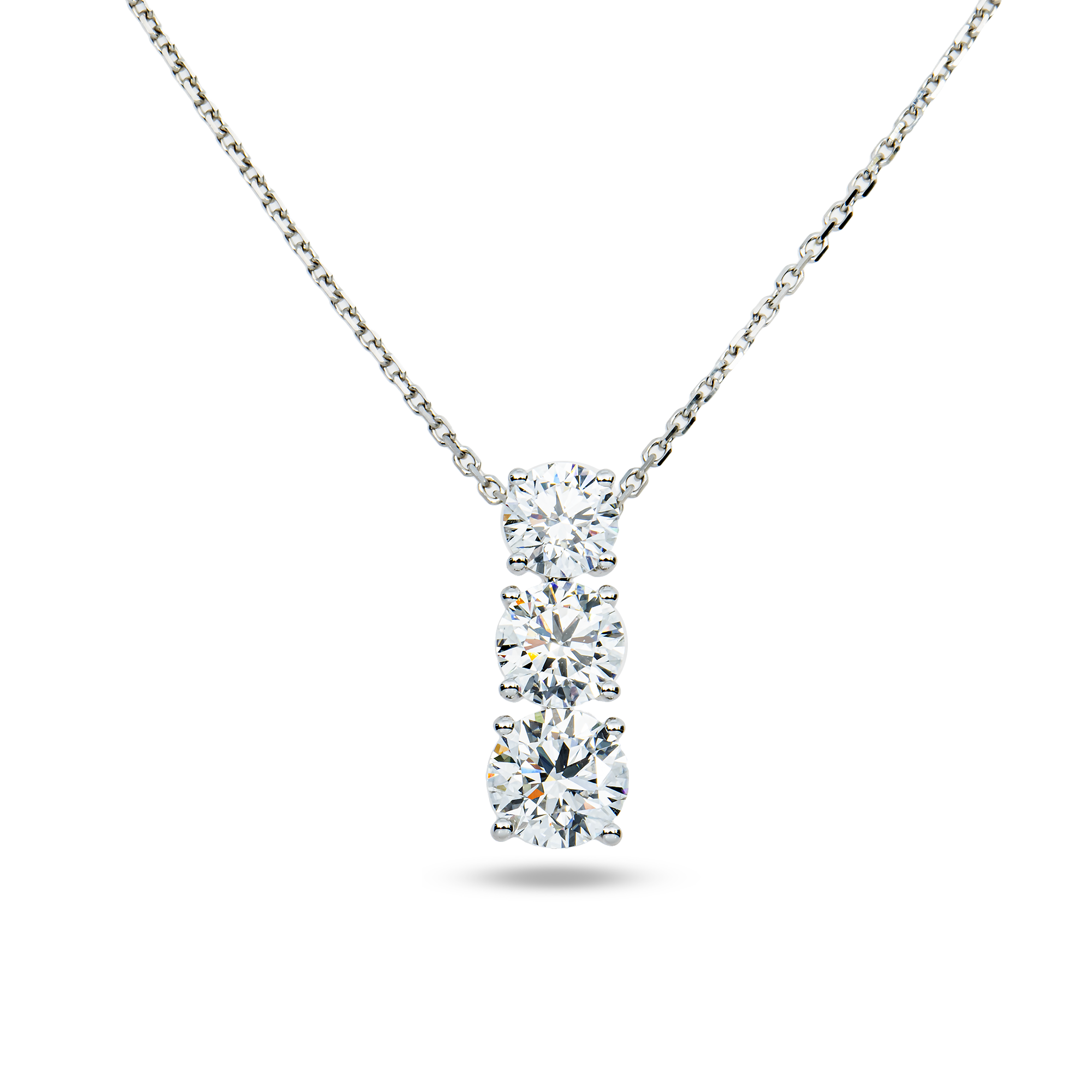 White Gold Round Diamond Drop Necklace 2.81ct