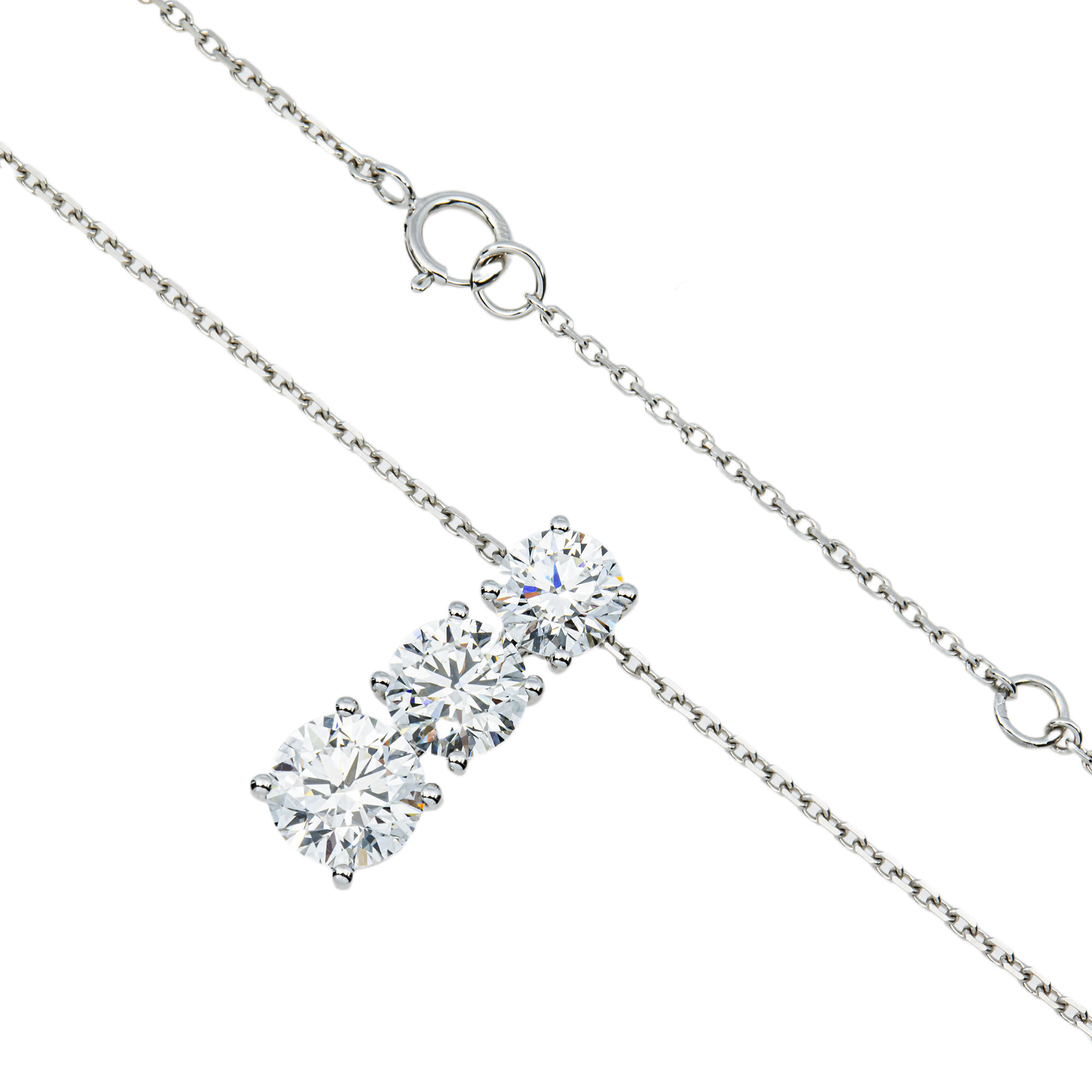 White Gold Round Diamond Drop Necklace 2.81ct