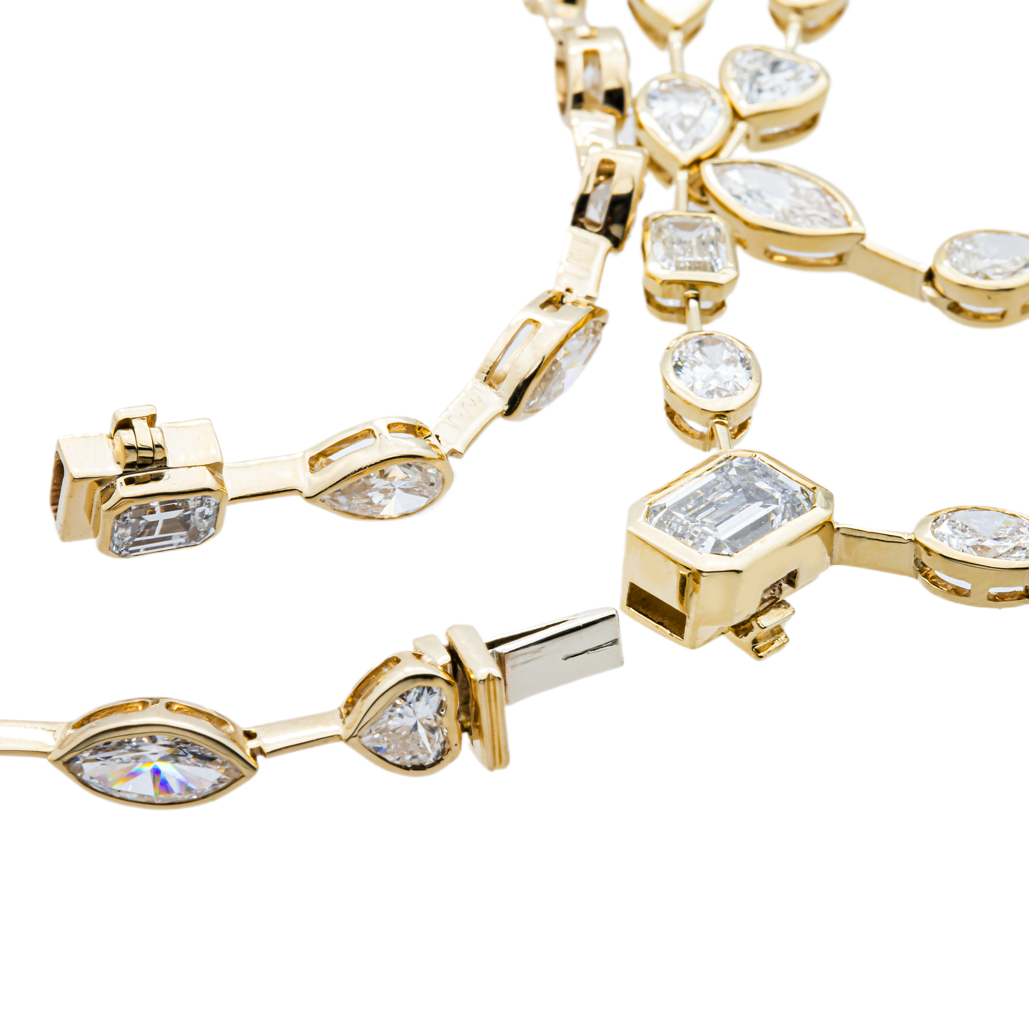 3 in 1 - 14K Yellow Gold Multi Cut Diamond Necklace & Bracelet Set 16.05ct