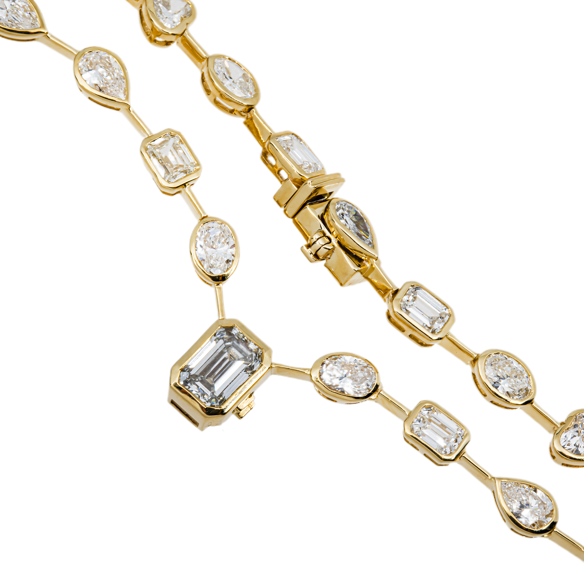 3 in 1 - 14K Yellow Gold Multi Cut Diamond Necklace & Bracelet Set 16.05ct