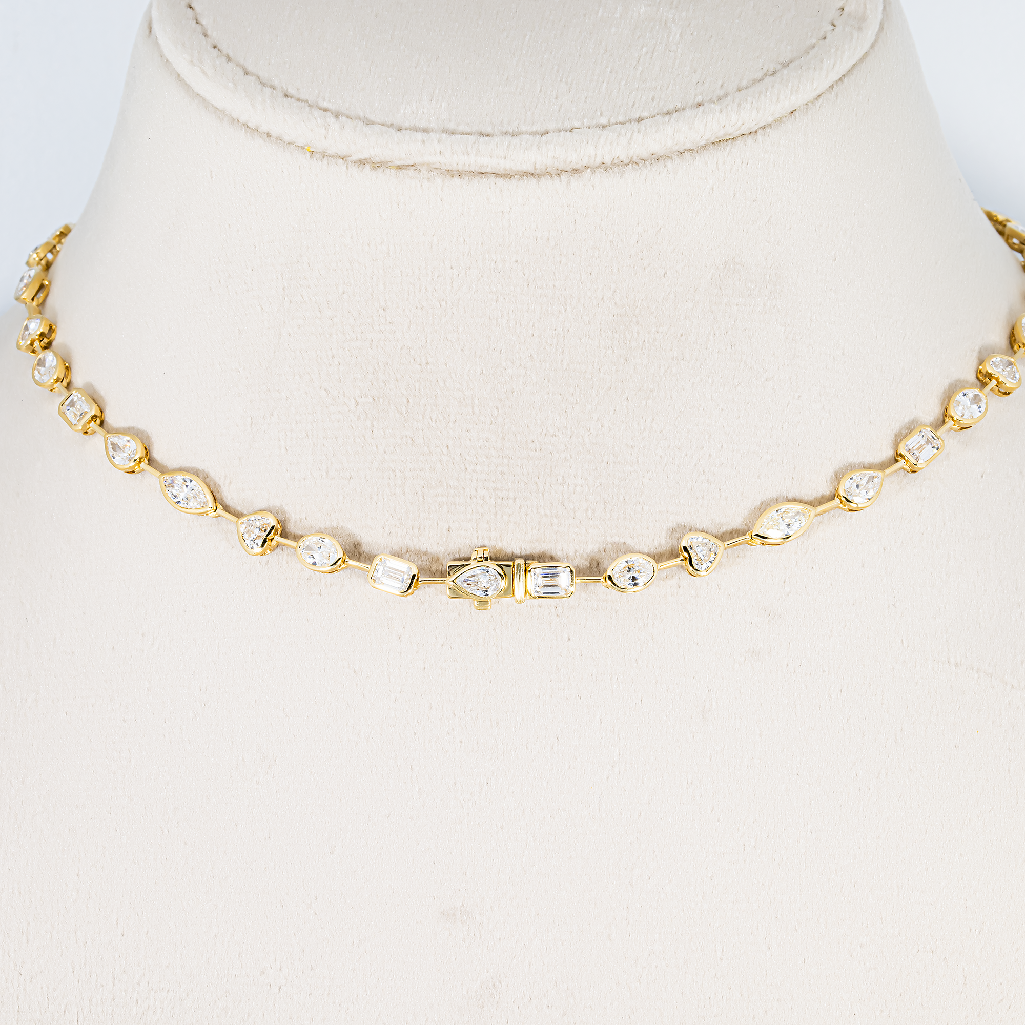 3 in 1 - 14K Yellow Gold Multi Cut Diamond Necklace & Bracelet Set 16.05ct