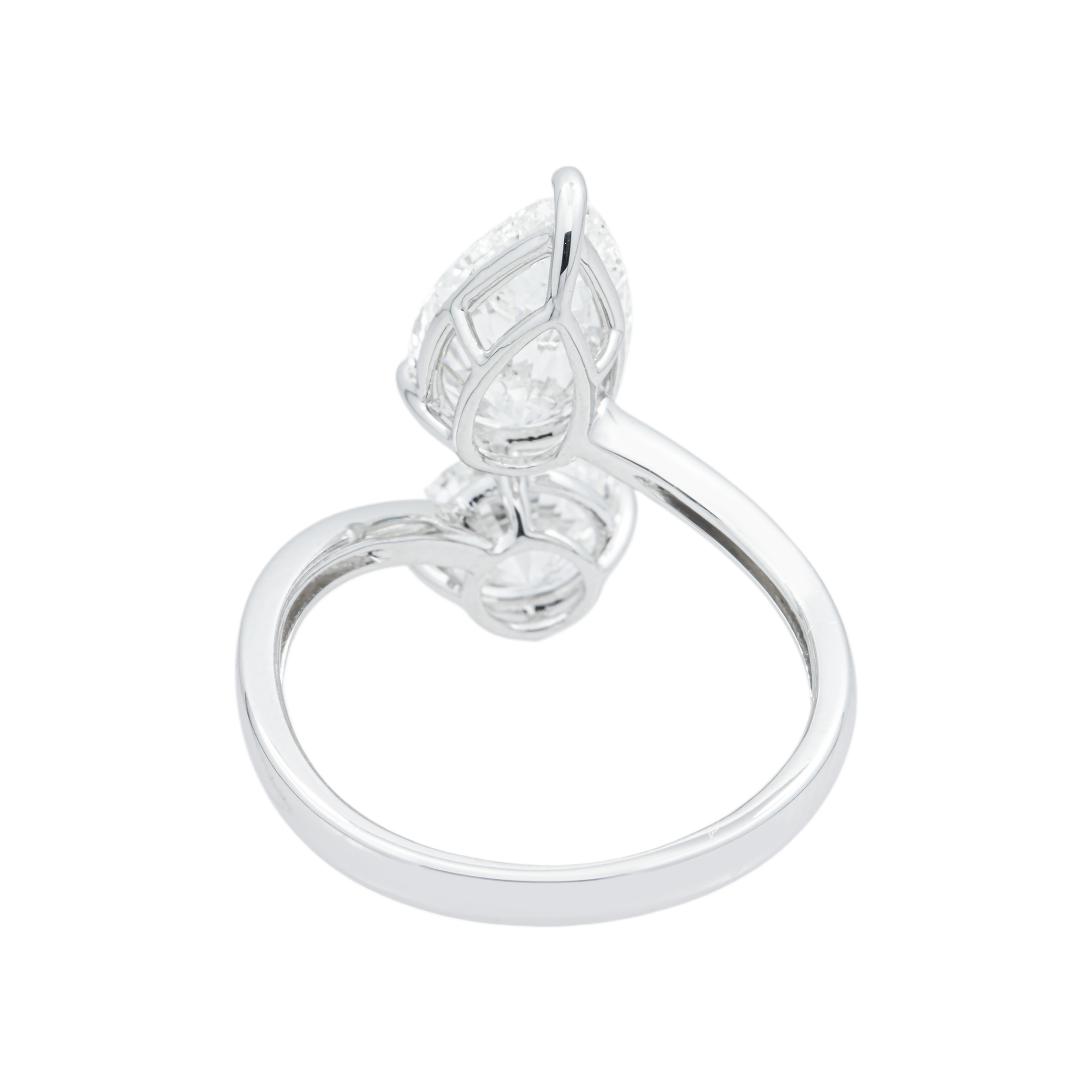 White Gold Round & Pear Cut Wrap Ring 3.40ct
