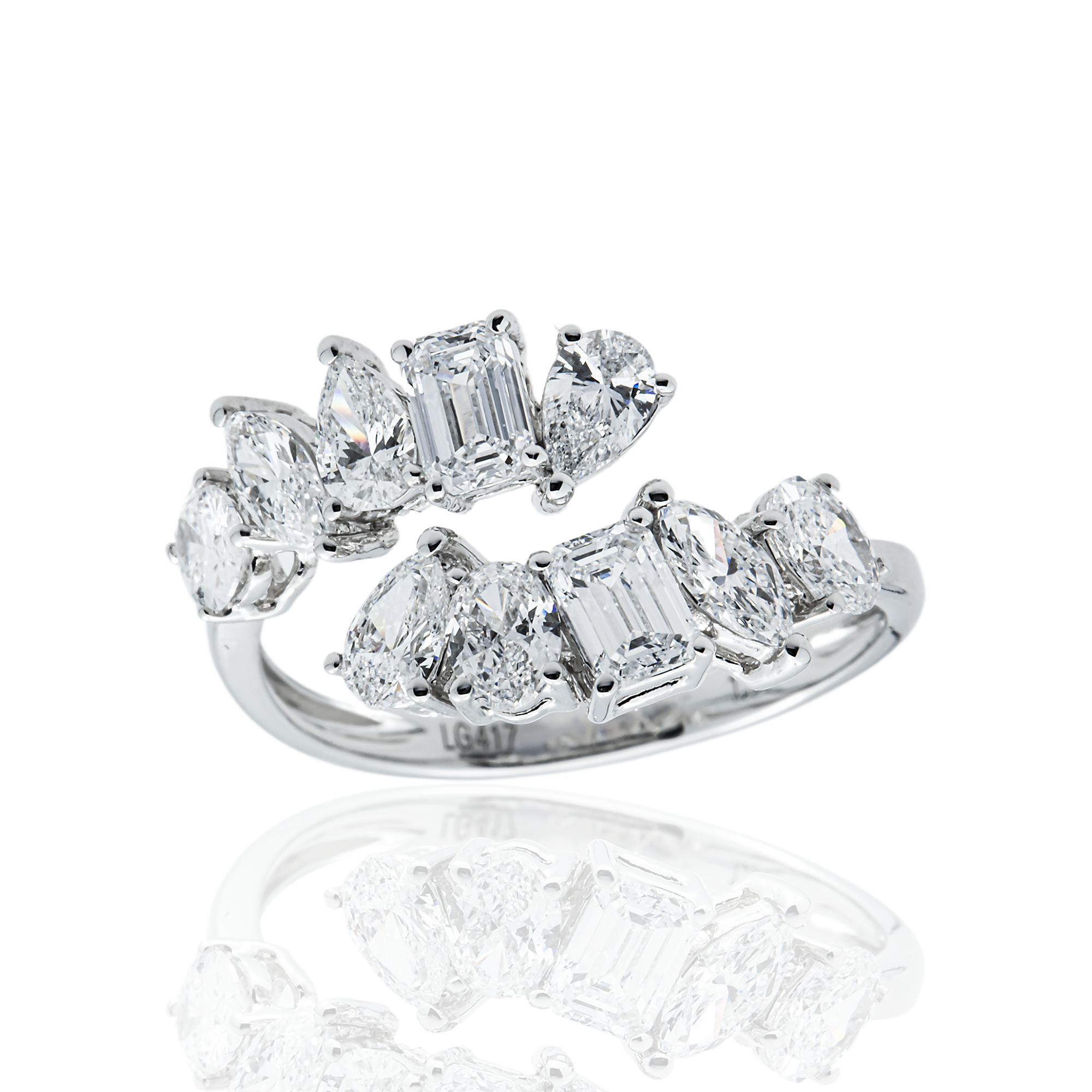 White Gold Multi Cut Diamond Wrap Ring 1.64ct