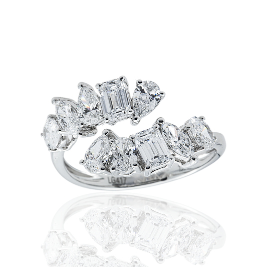 White Gold Multi Cut Diamond Wrap Ring 1.64ct