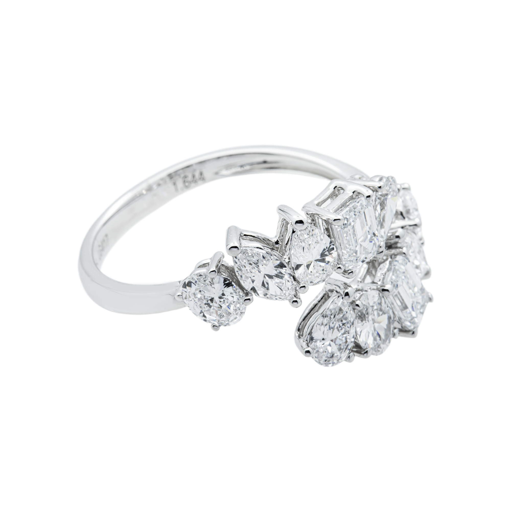 White Gold Multi Cut Diamond Wrap Ring 1.64ct