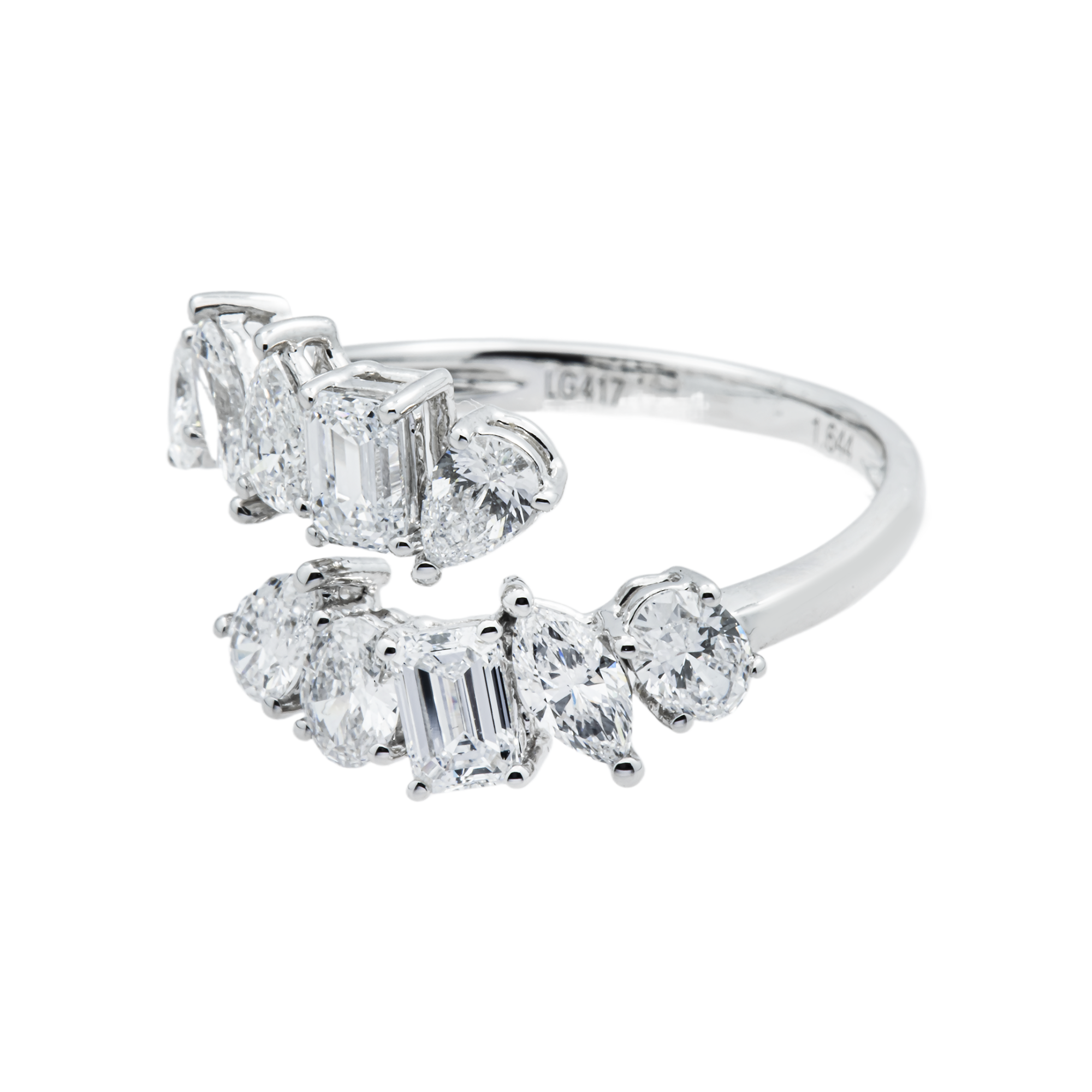 White Gold Multi Cut Diamond Wrap Ring 1.64ct