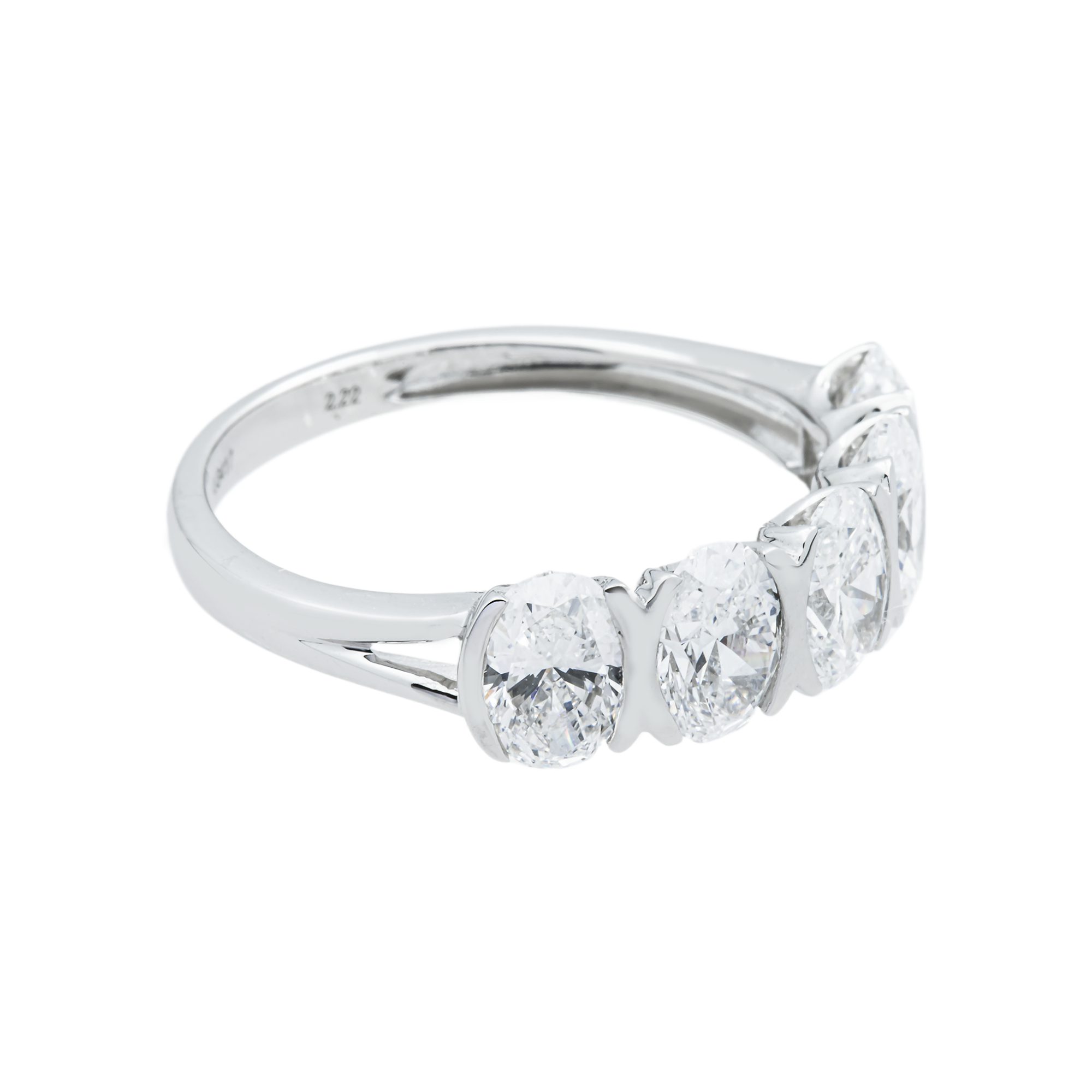 White Gold Oval Cut Diamond Half Eternity Ring 2.22ct