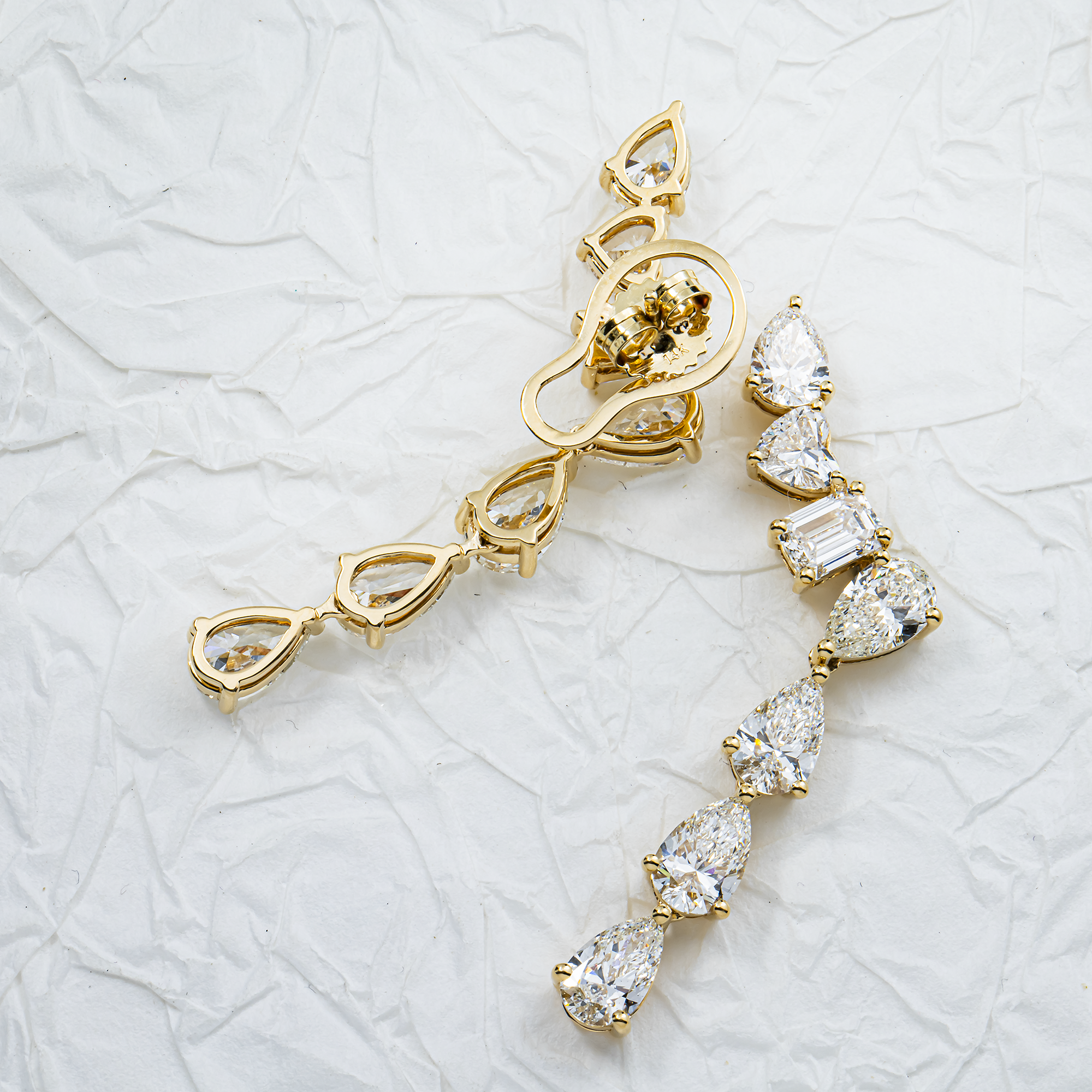 14K Yellow Gold Multi Cut Diamond Drop Earrings 9.58ctw