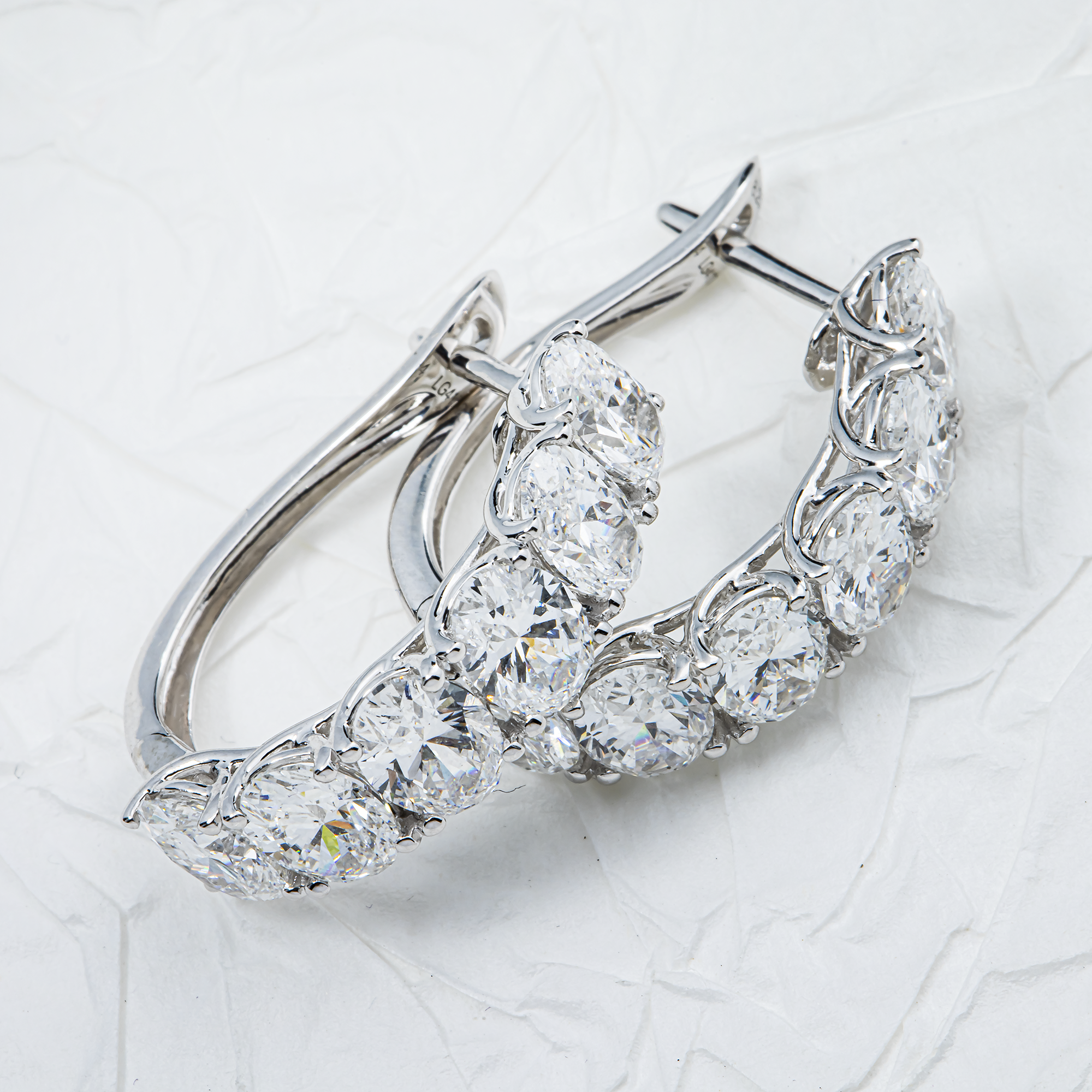 White Gold Oval Diamond Mini Hoop Earrings 6.25ctw
