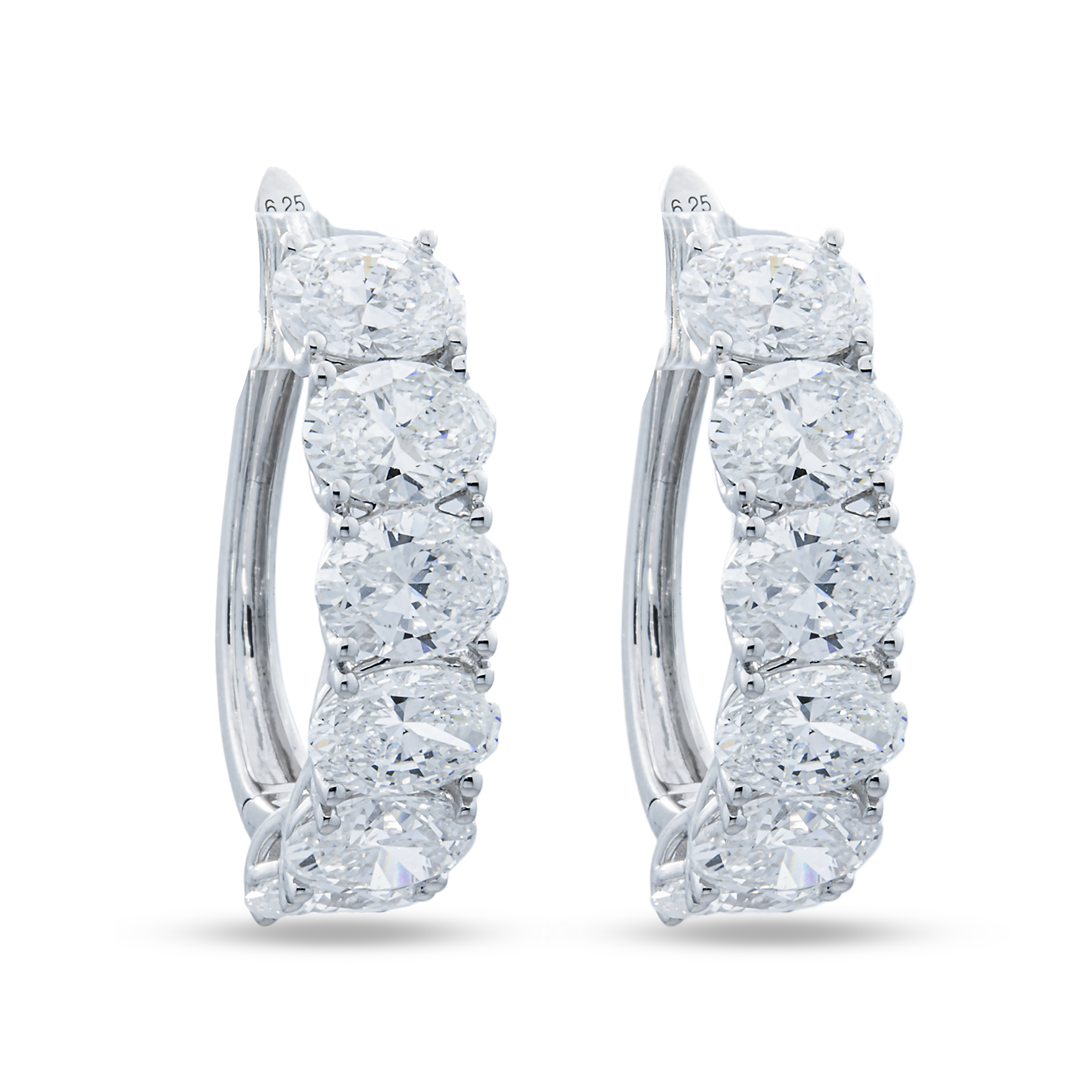 White Gold Oval Diamond Mini Hoop Earrings 6.25ctw