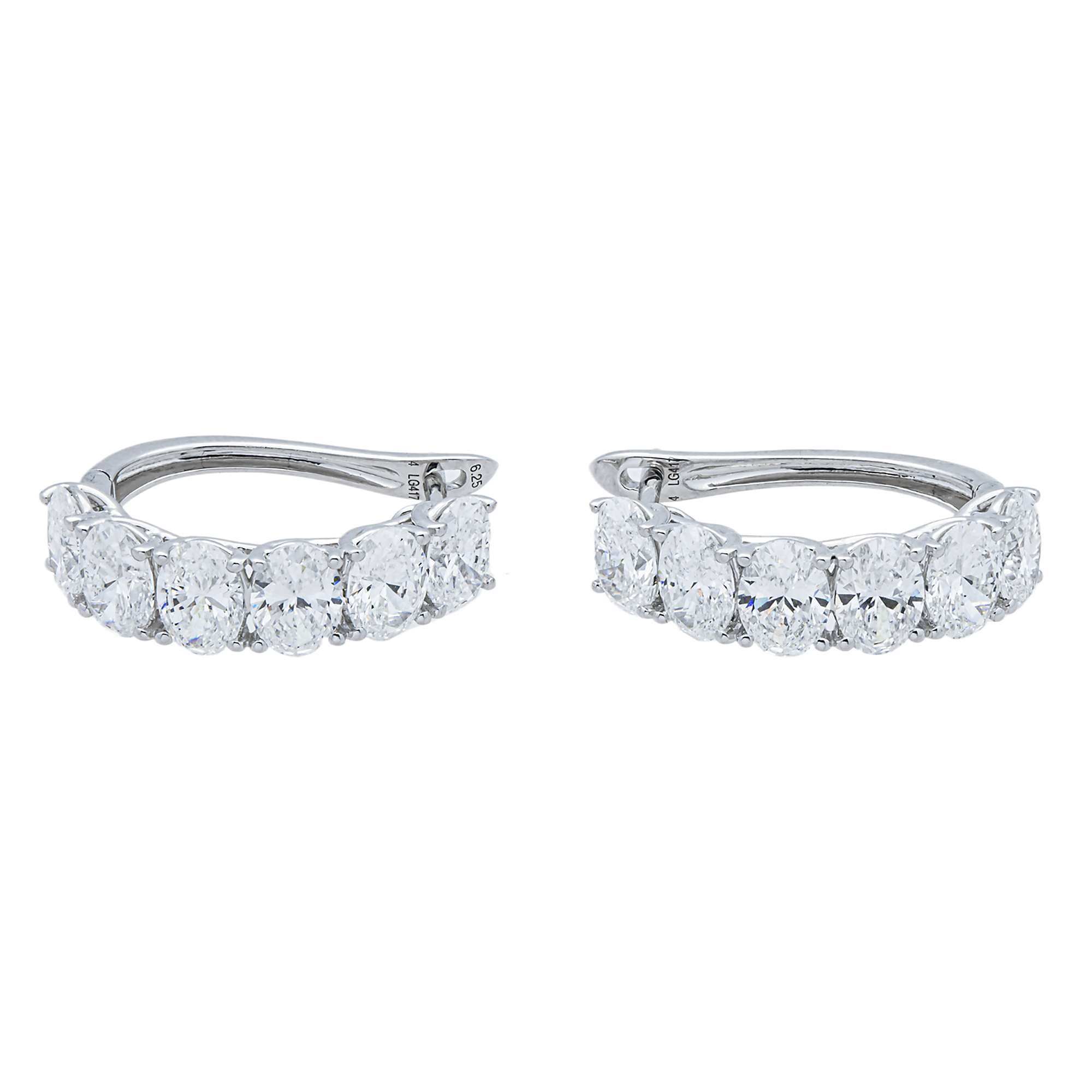 White Gold Oval Diamond Mini Hoop Earrings 6.25ctw