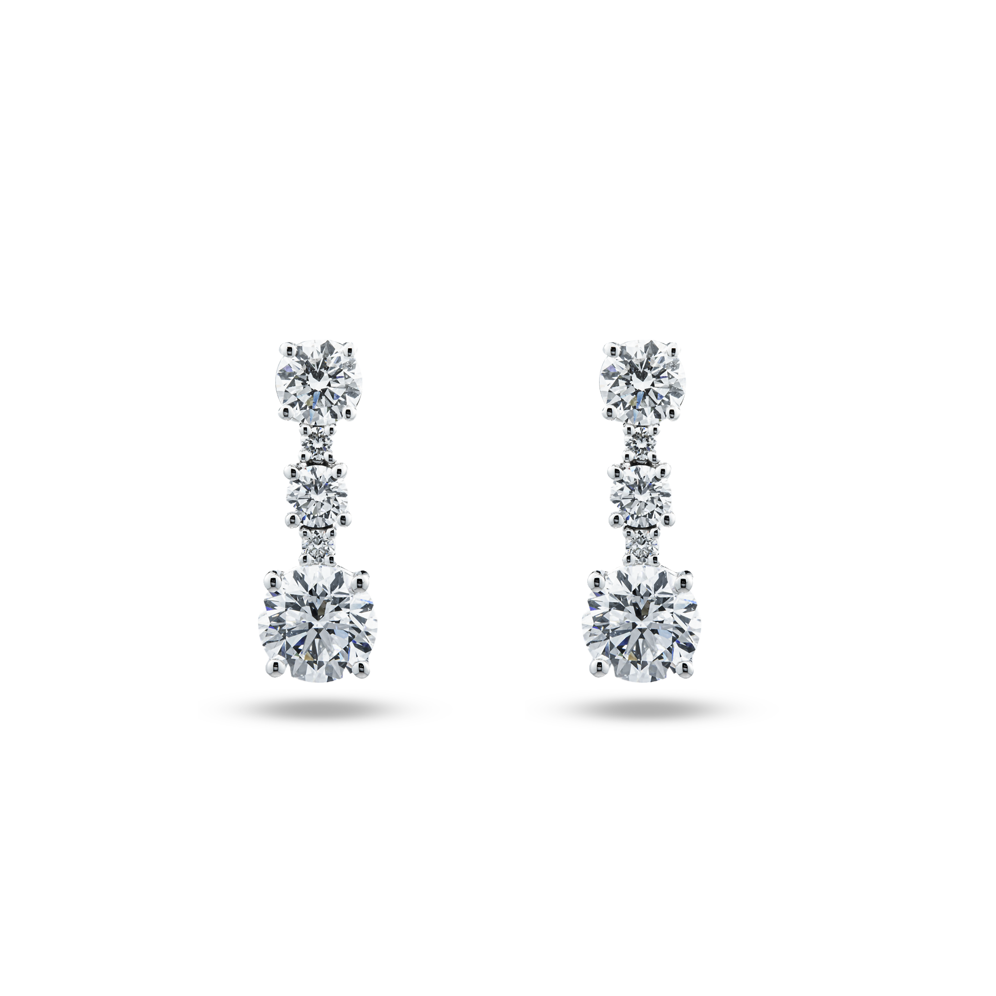 White Gold Round Diamond Drop Earrings 3.07ctw