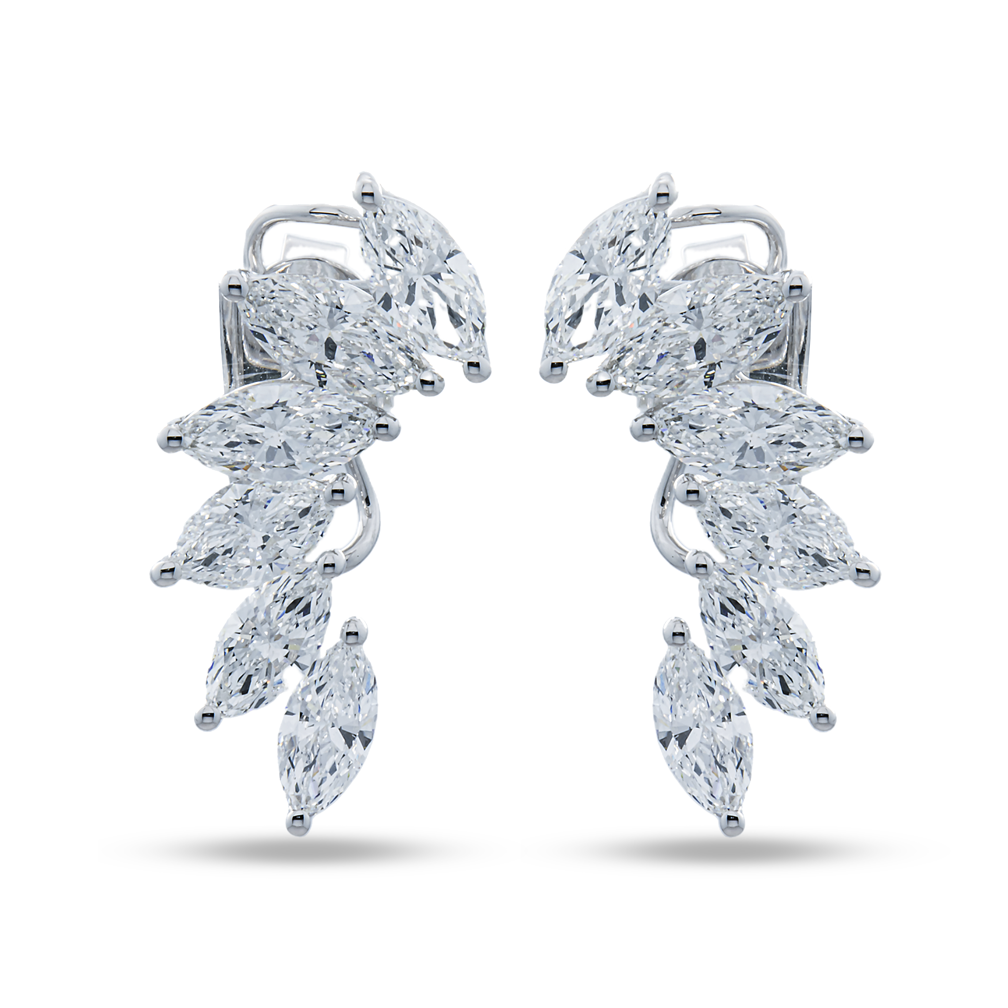 White Gold Marquise Diamond Climber Earrings 4.96ctw