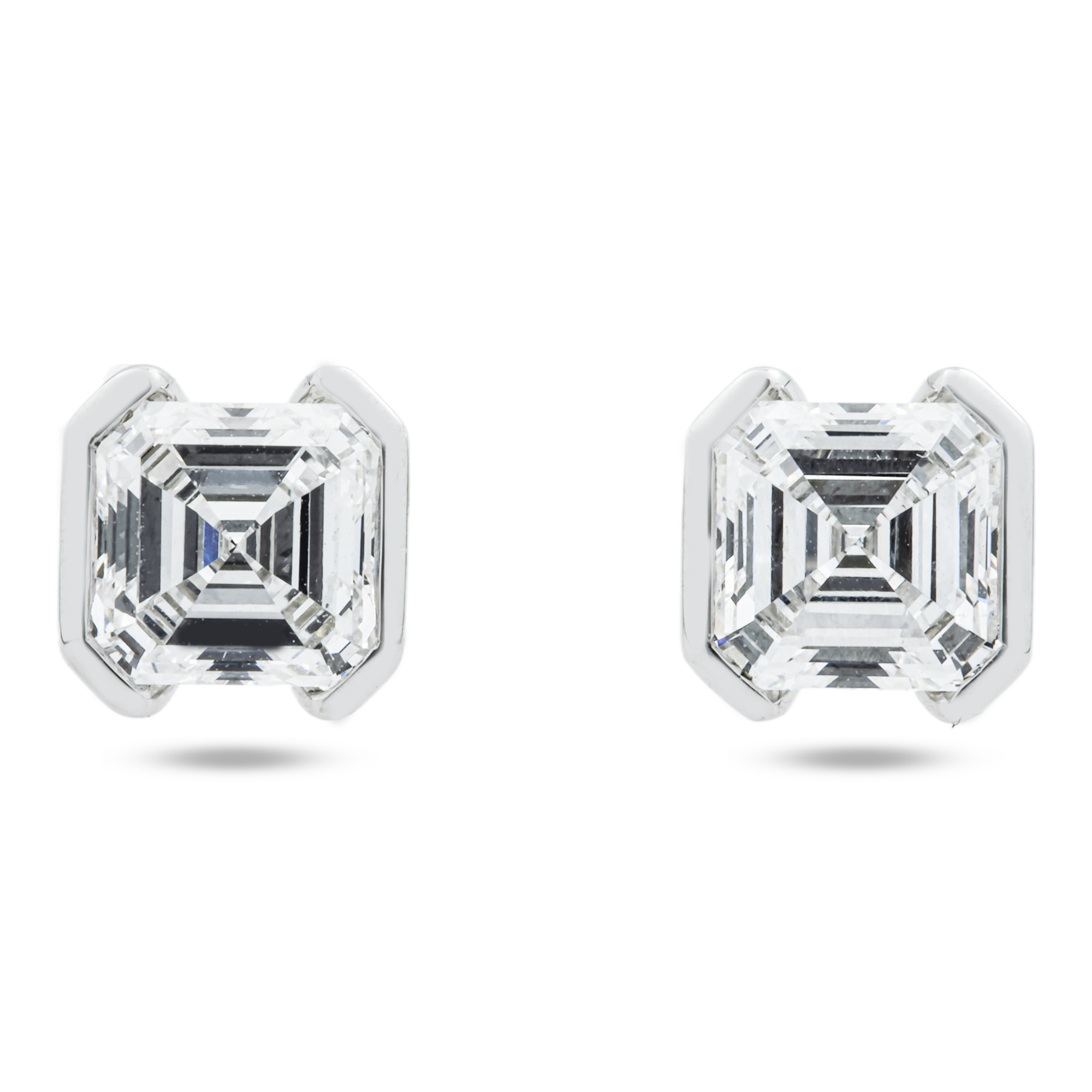 White Gold Asscher Cut Diamond Stud Earrings 1.87ctw