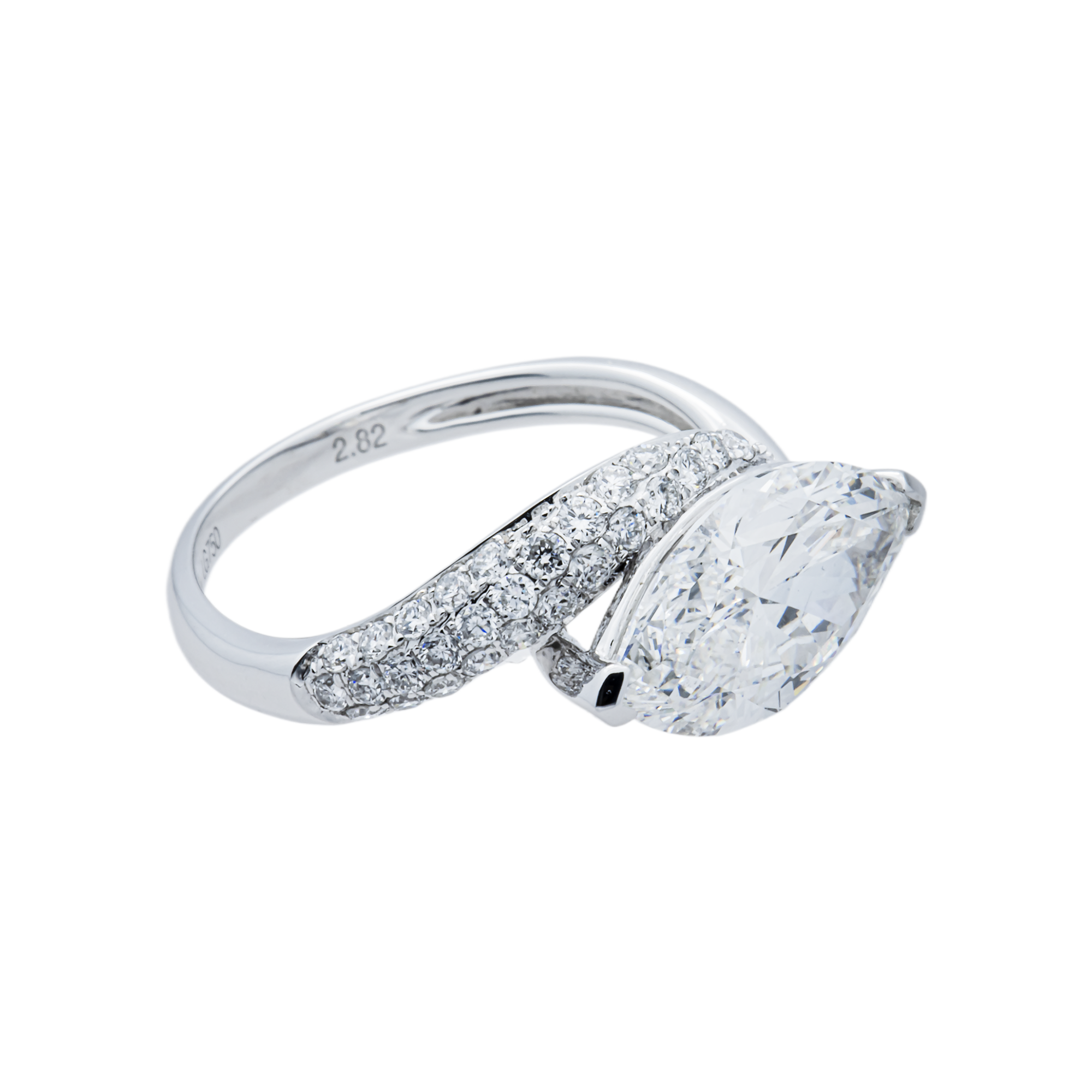 18K White Gold 2.82ct Marquise Diamond Engagement Ring 3.12ctw