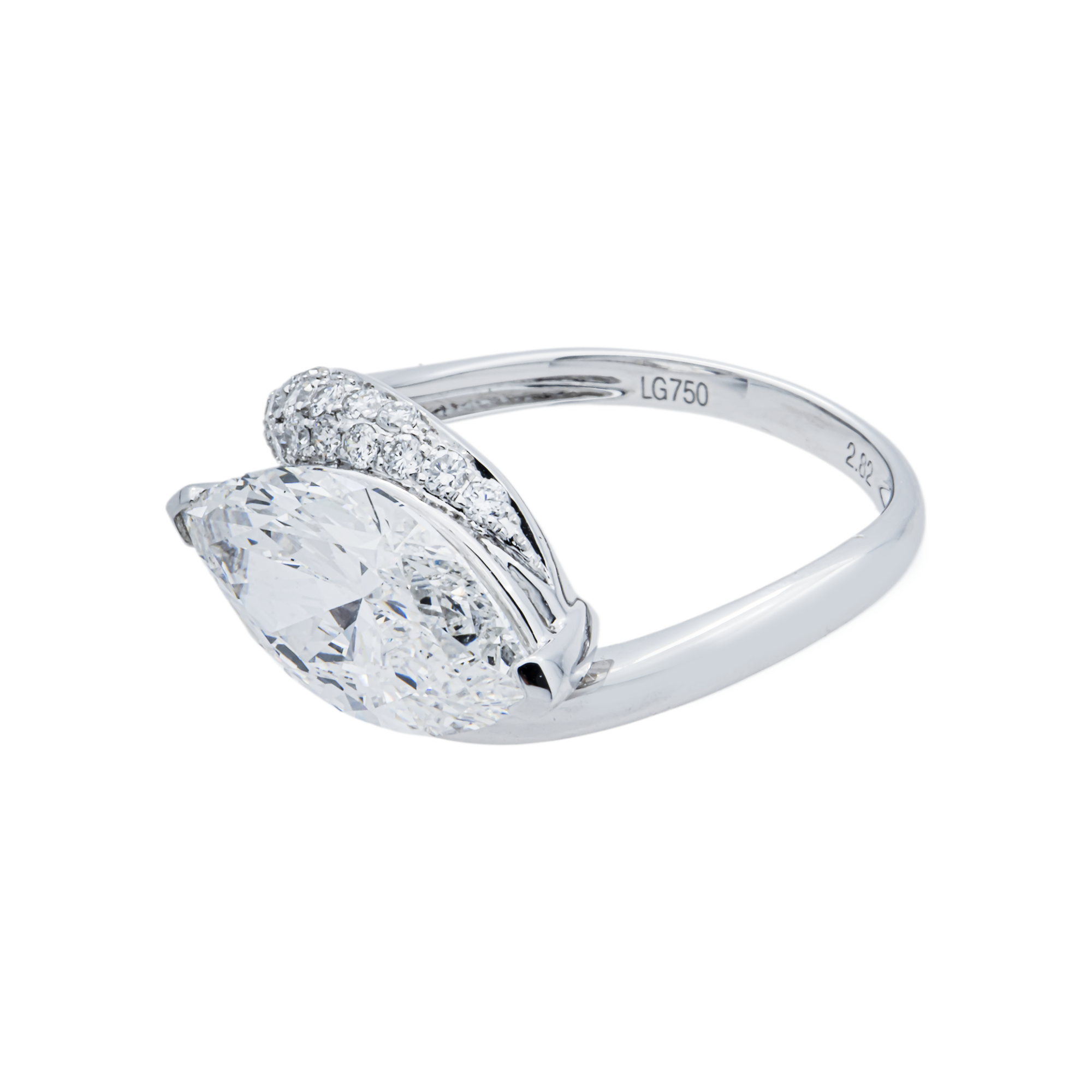 18K White Gold 2.82ct Marquise Diamond Engagement Ring 3.12ctw