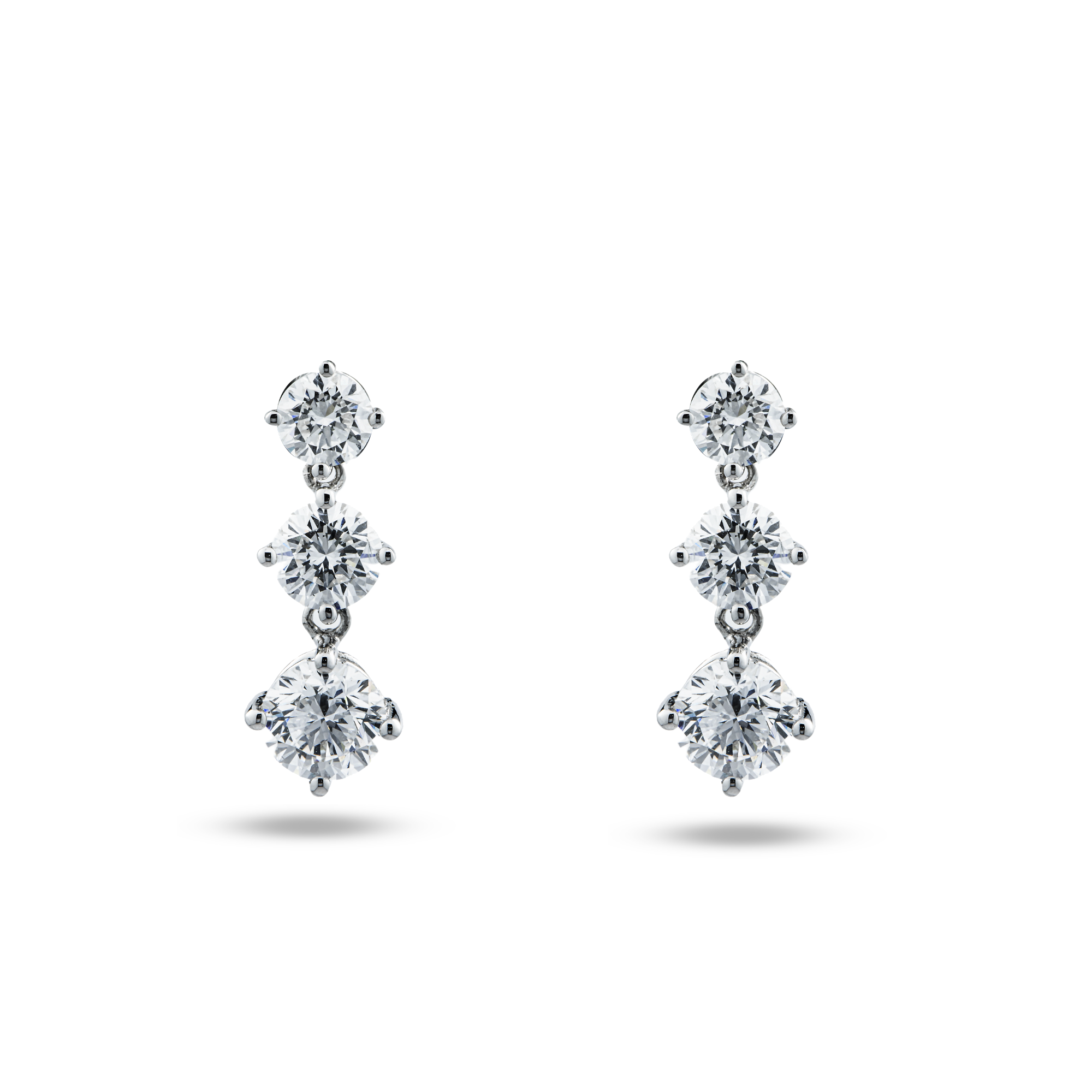White Gold Round Diamond Drop Earrings 2.10ctw