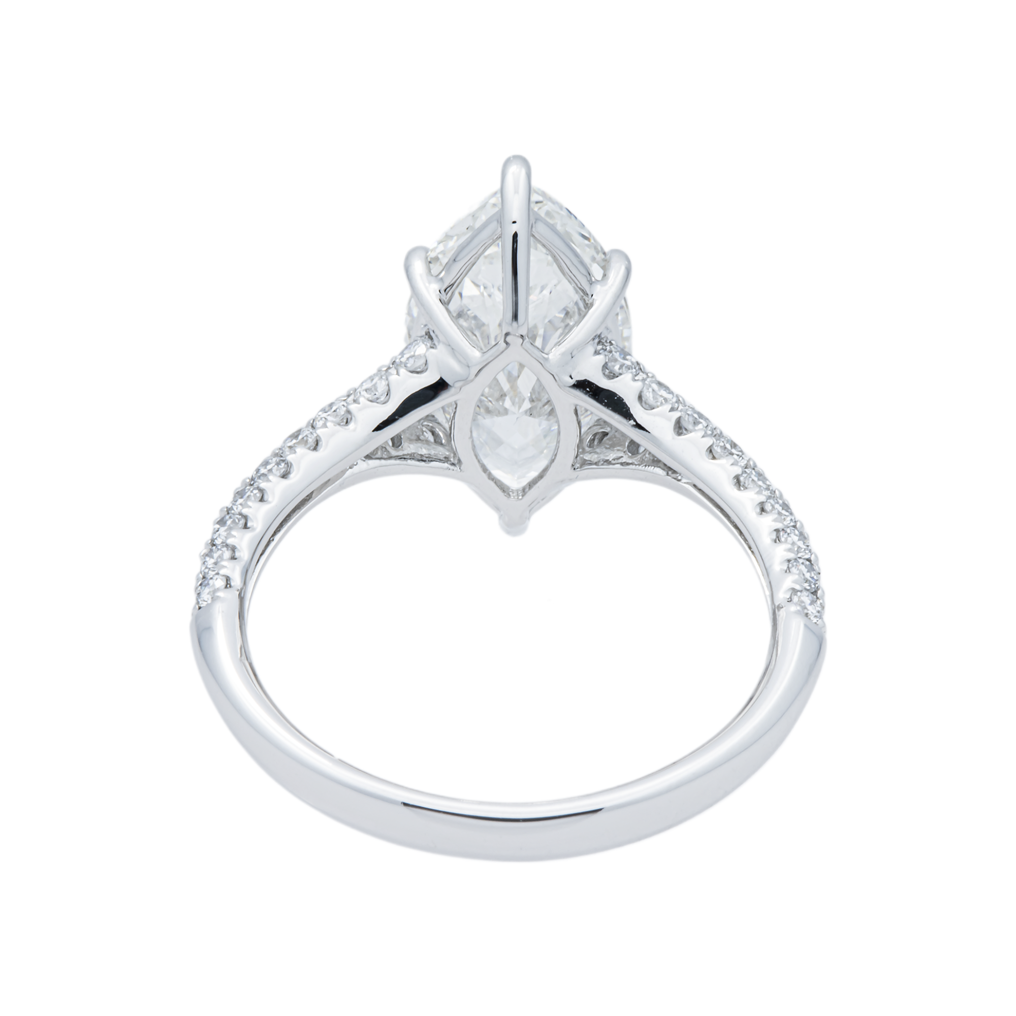 18K White Gold 3.01ct Marquise Diamond Engagement Ring 3.47ctw