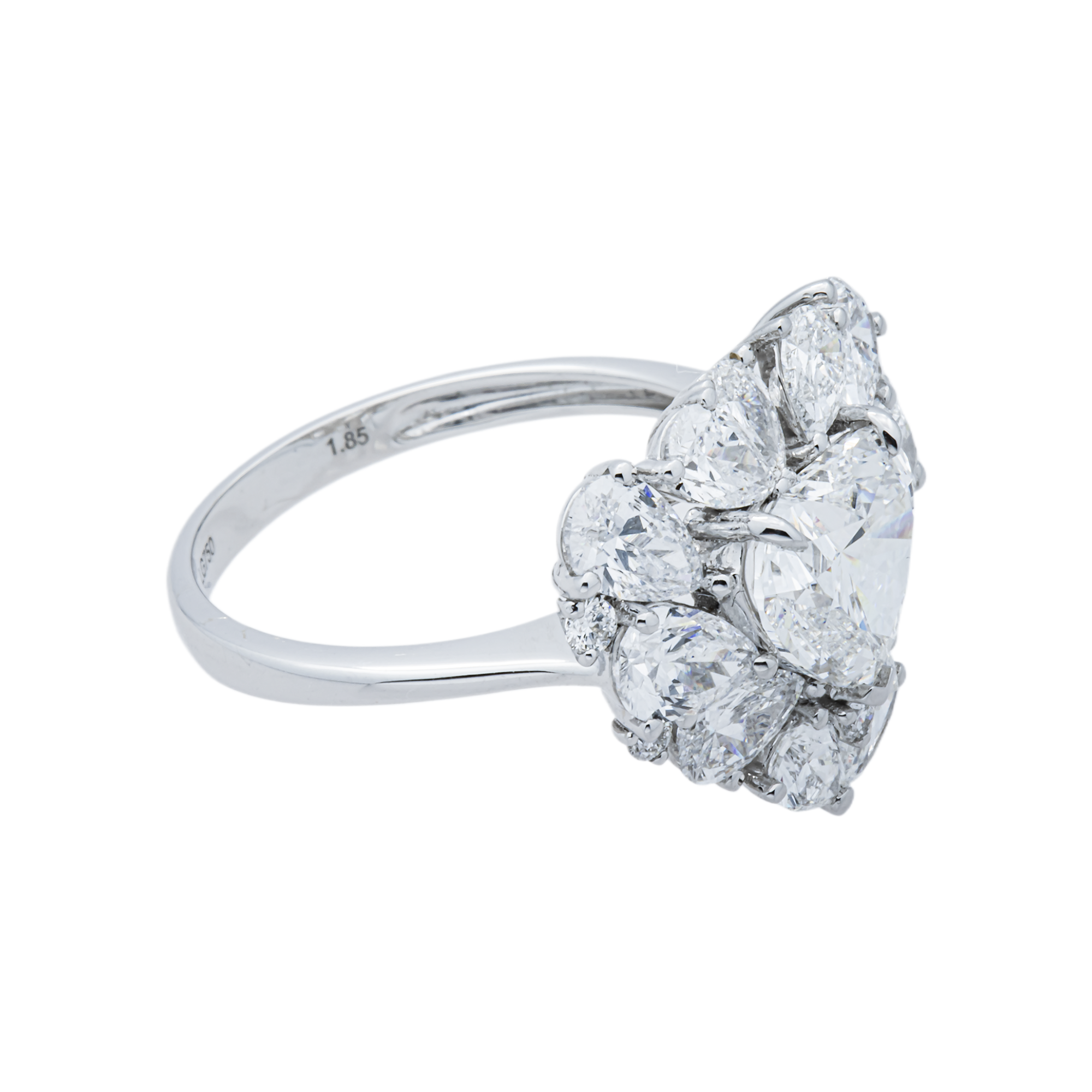 18K White Gold 1.85ct Heart Diamond & Multi Shape Diamond Halo Ring 4.17ctw