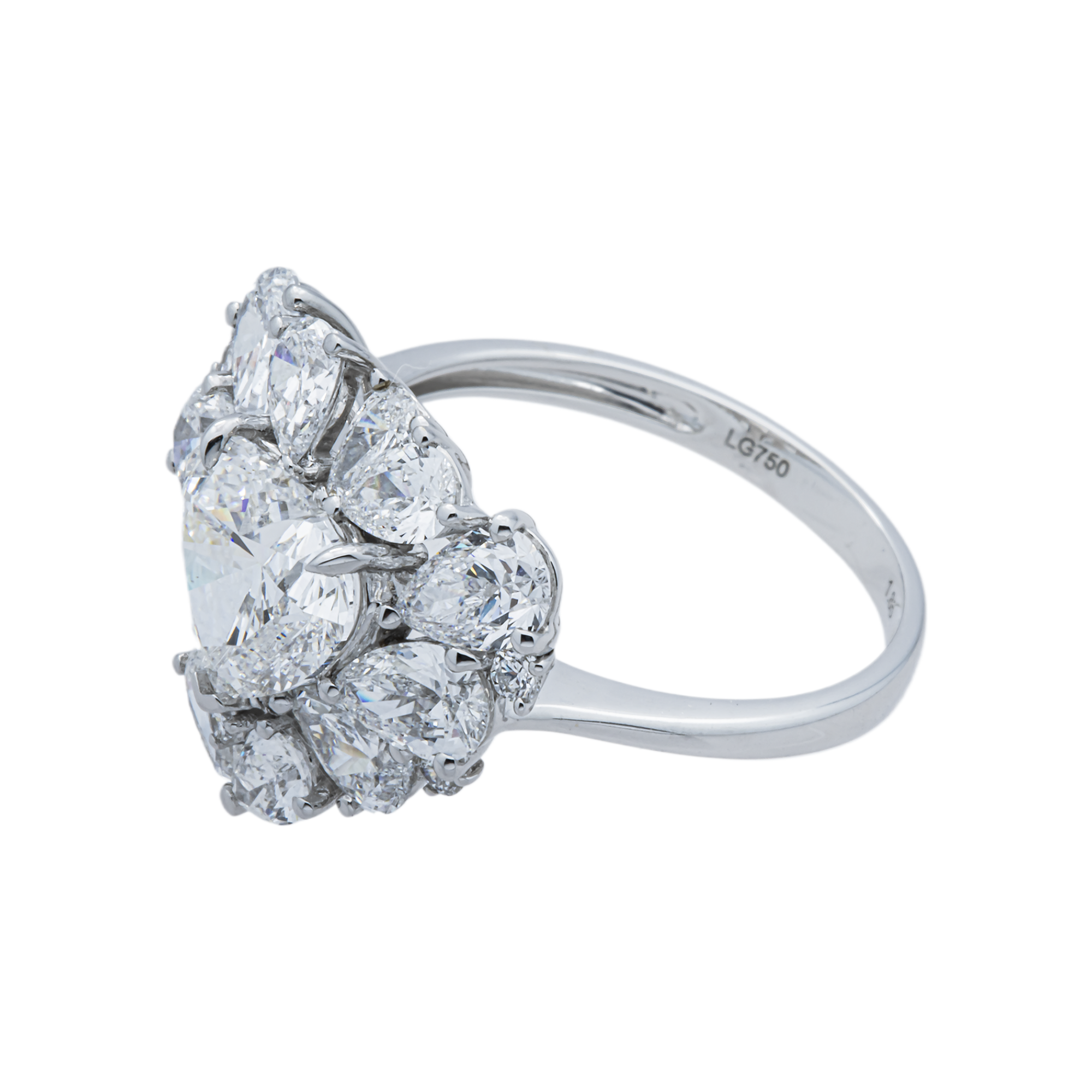 18K White Gold 1.85ct Heart Diamond & Multi Shape Diamond Halo Ring 4.17ctw