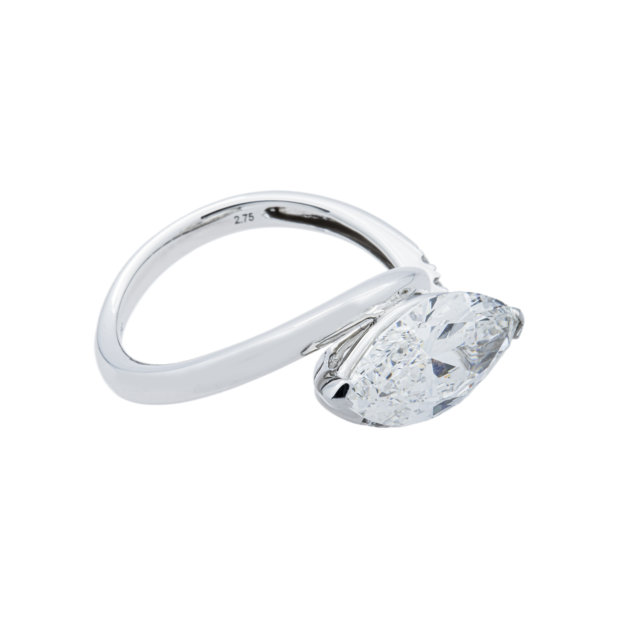 18K White Gold 2.75ct Marquise Diamond Engagement Ring 2.94ctw