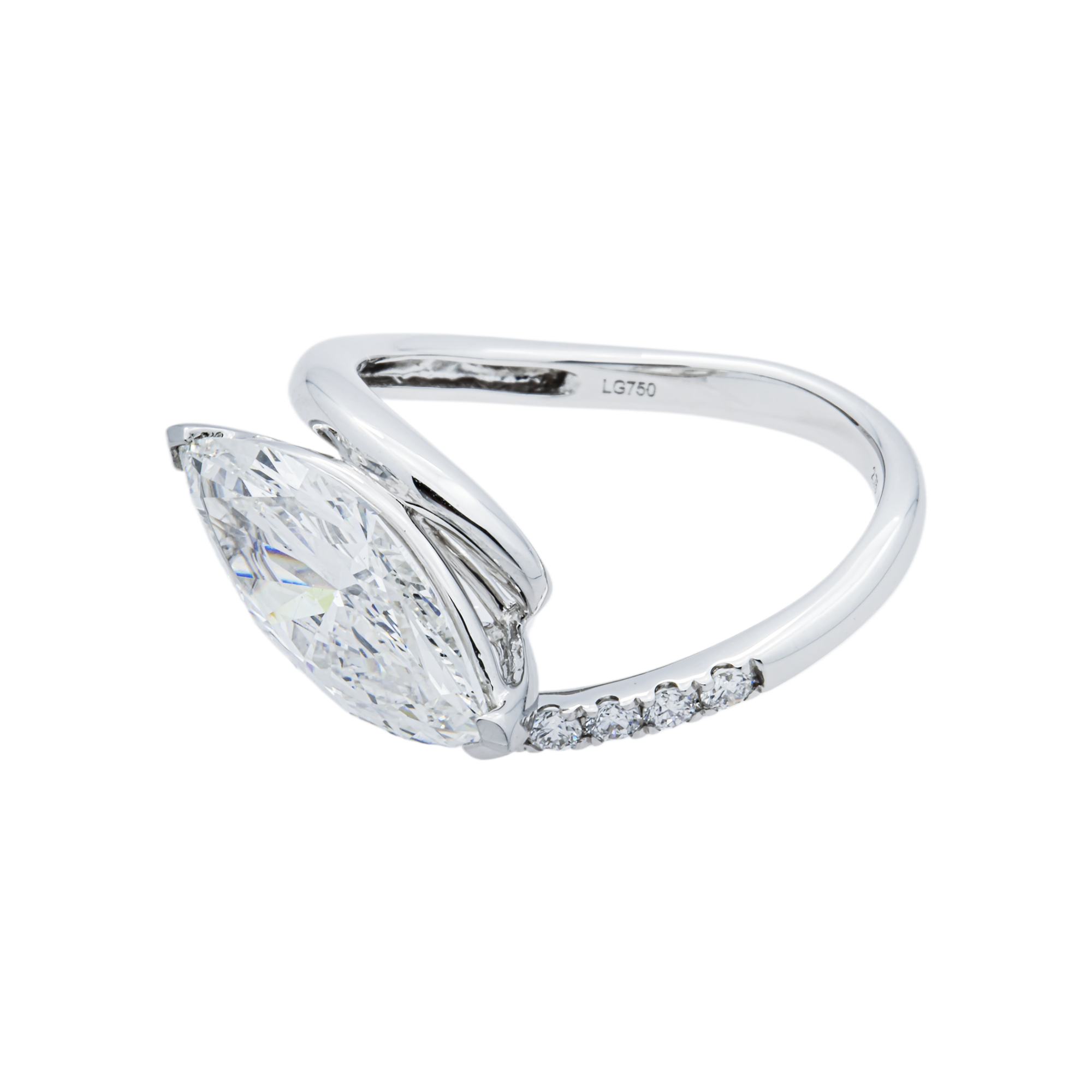 18K White Gold 2.75ct Marquise Diamond Engagement Ring 2.94ctw