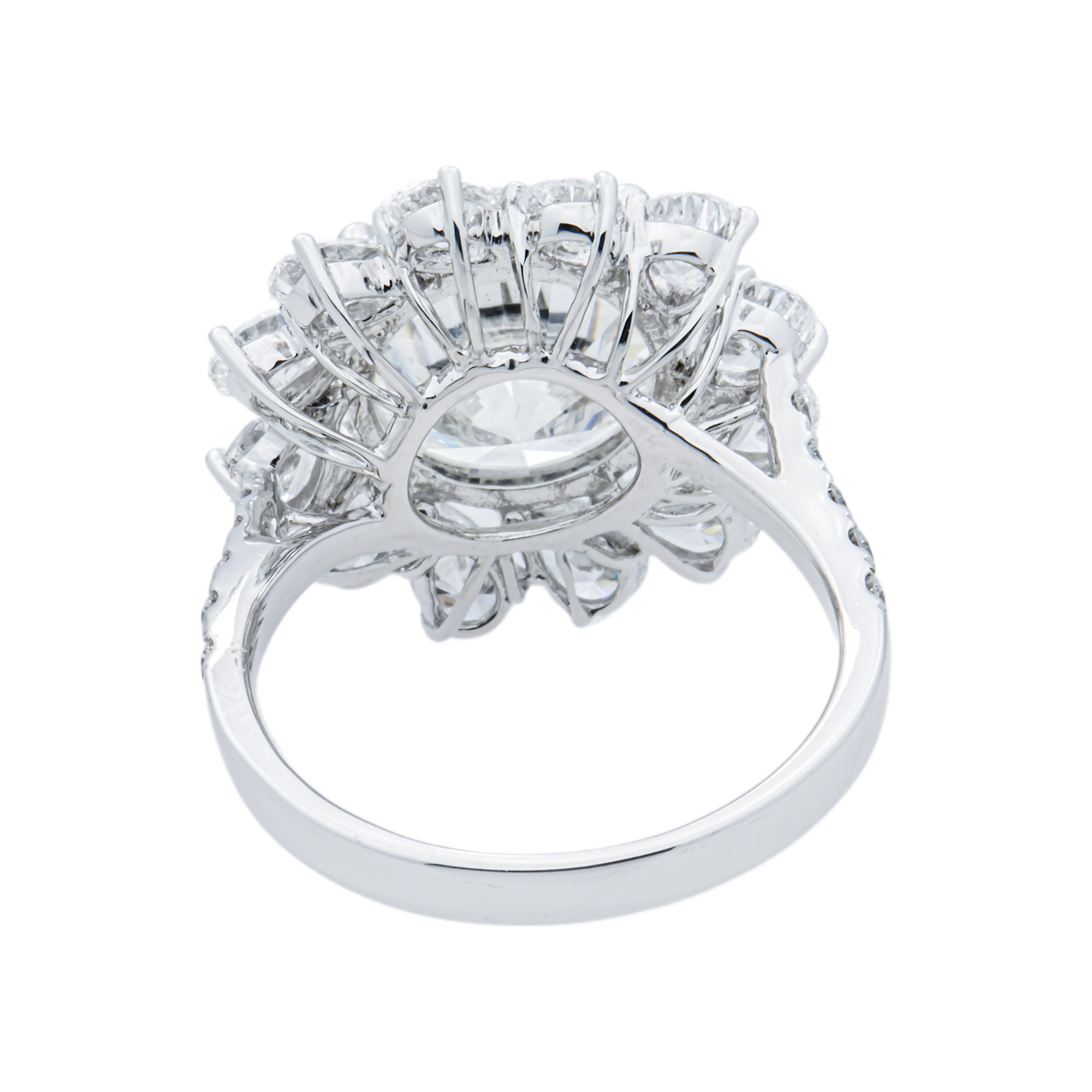 18K White Gold 4.57ct Round & Pear Diamond Engagement Ring 6.64ctw
