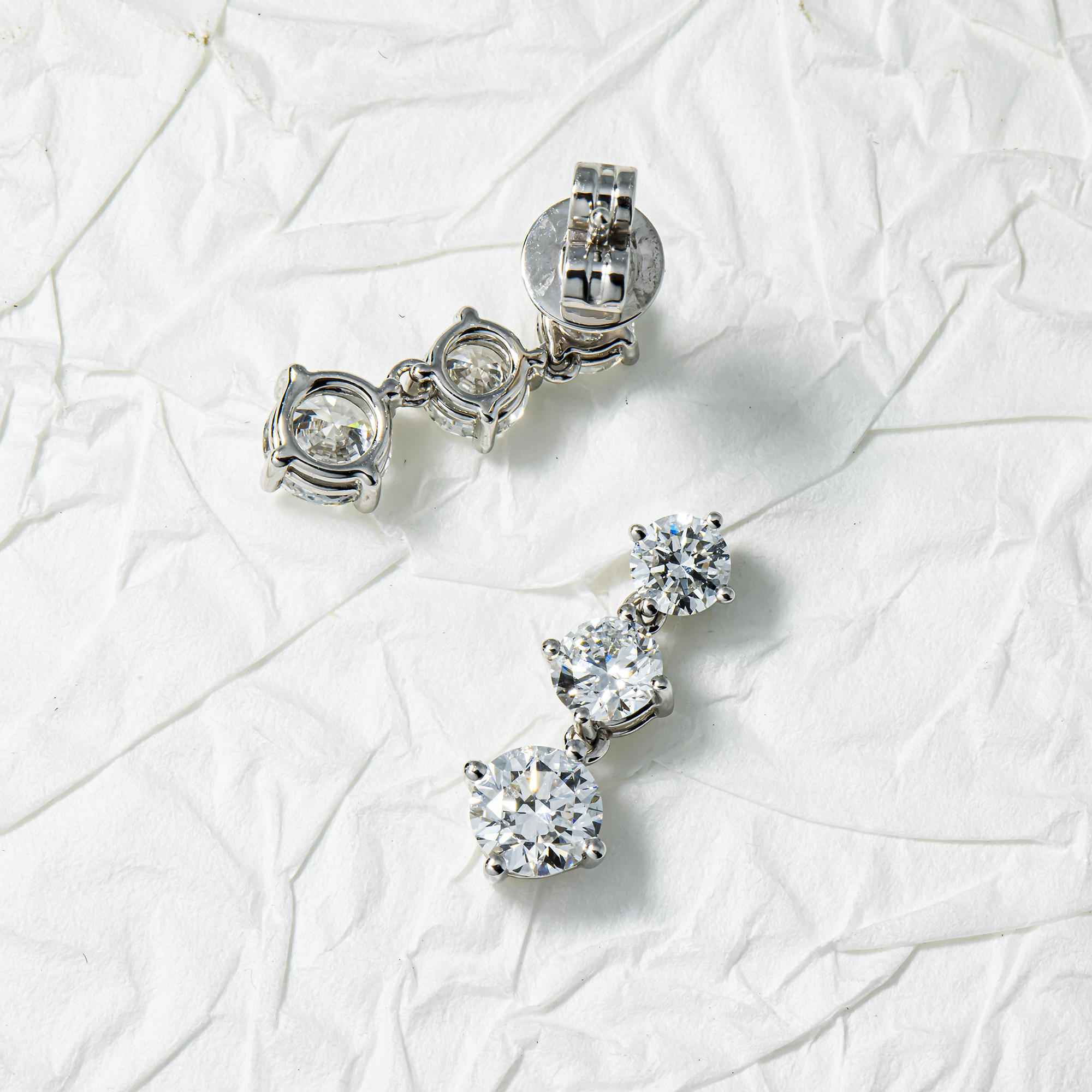 White Gold Round Diamond Drop Earrings 2.10ctw